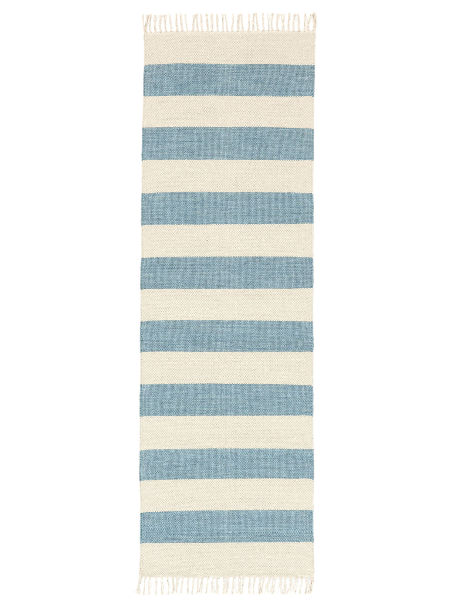 bomull stripe Matta - Ljusblå 80x250