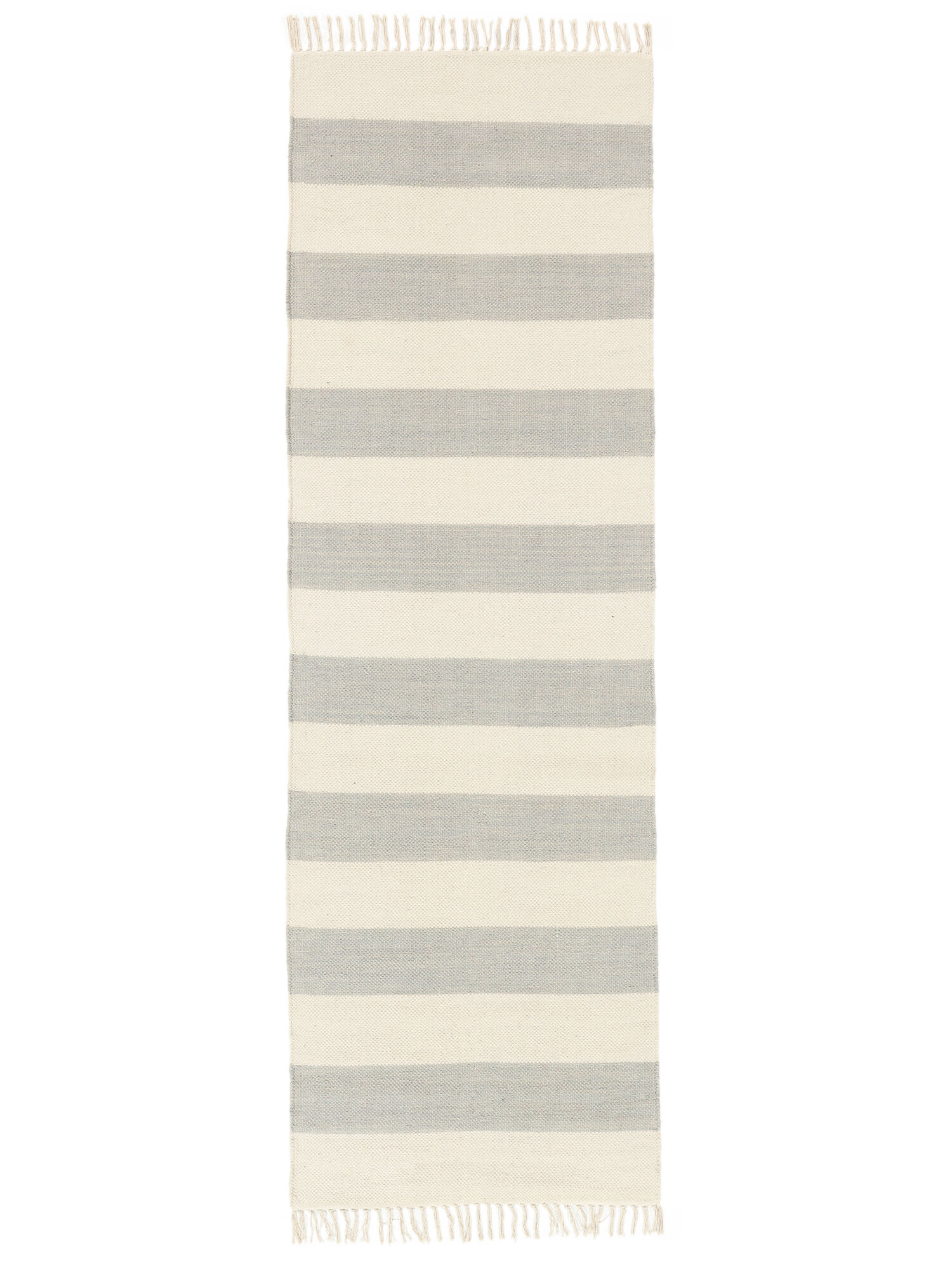 bomull stripe Matta - Grå / Off white 80x250