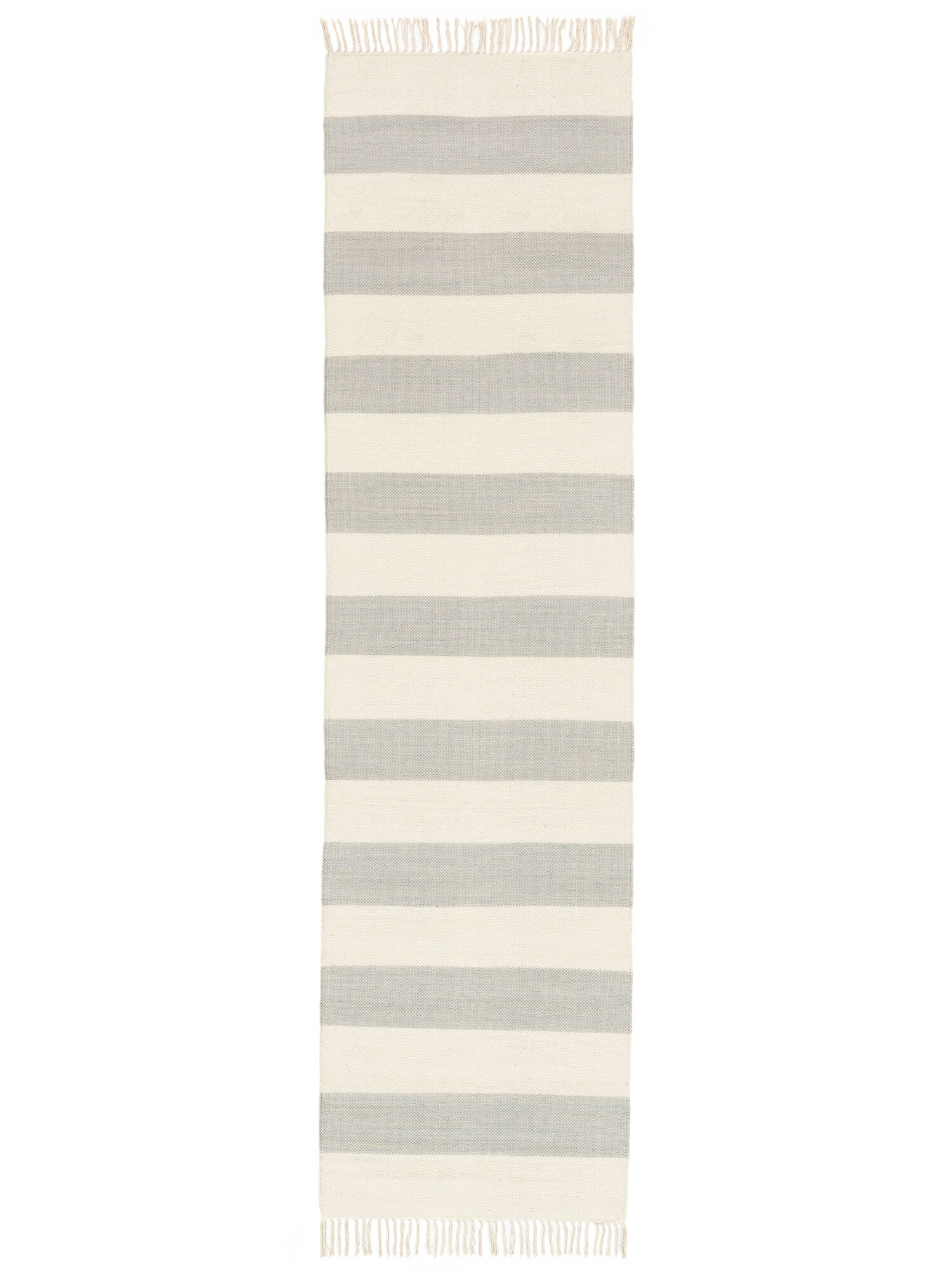 bomull stripe Matta - Grå / Off white 80x300