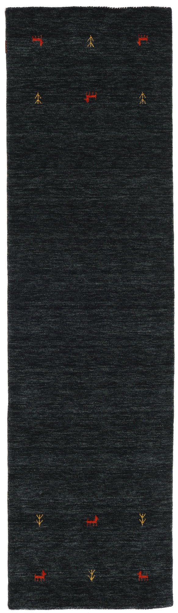 Gabbeh loom Two Lines Matta - Svart / Gr&aring; 80x250