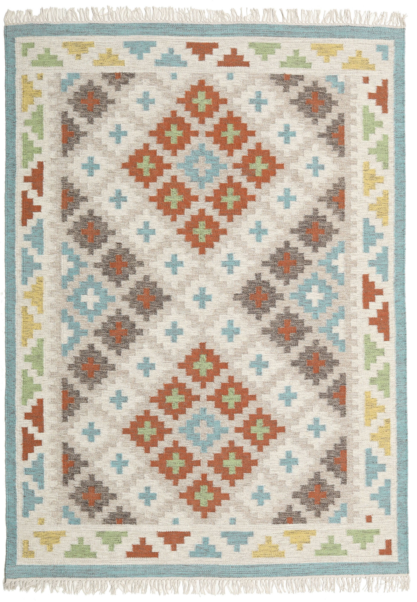 Summer Kelim Teppich – Beige / Türkis 160×230
