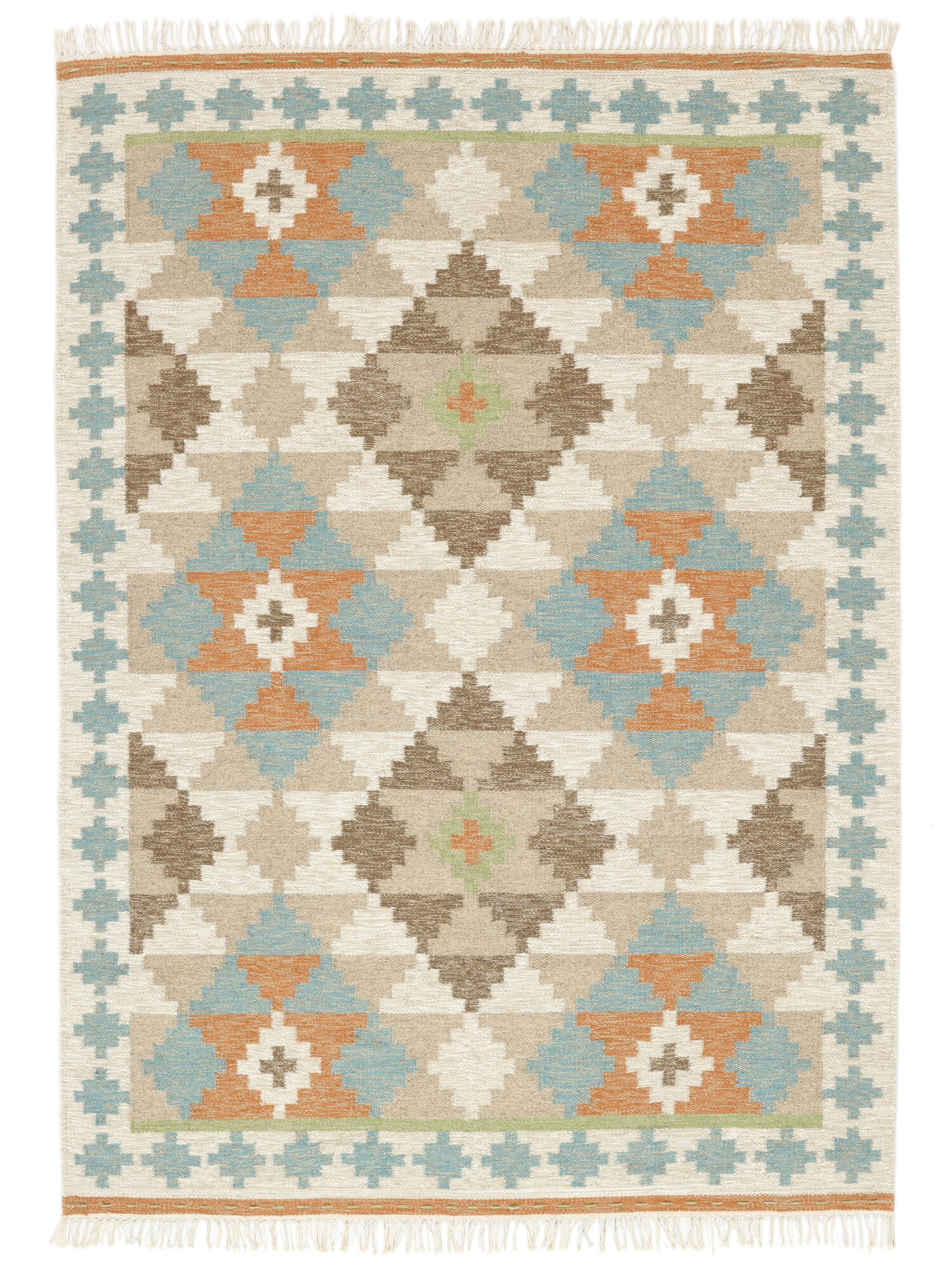 Summer Kelim Teppich – Beige / Orange 210×290
