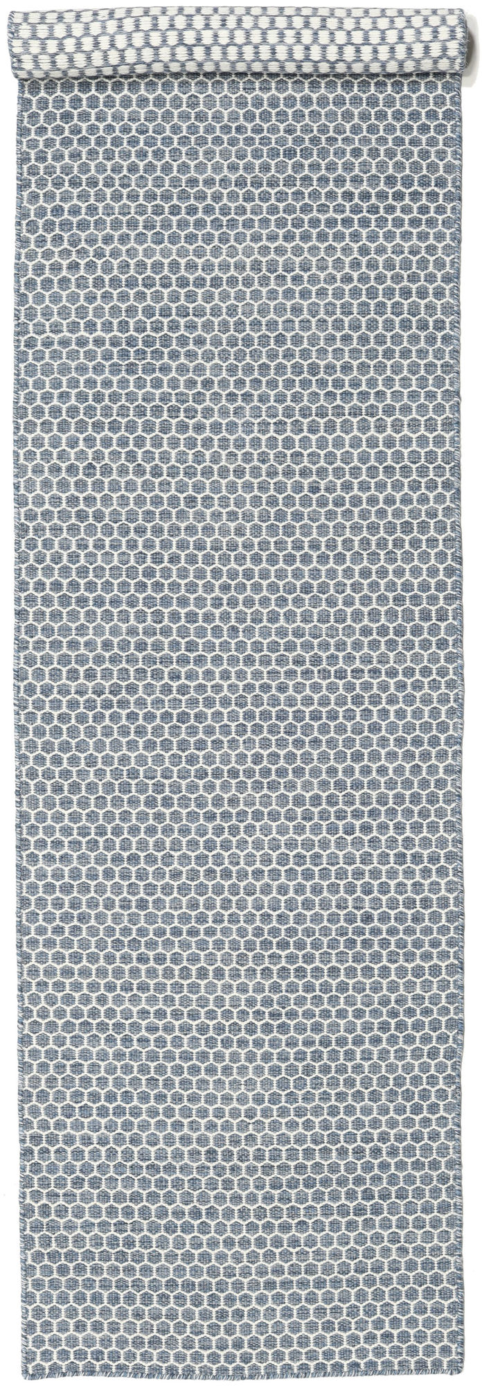 Kelim Honey Comb Teppich – Blau 80×340