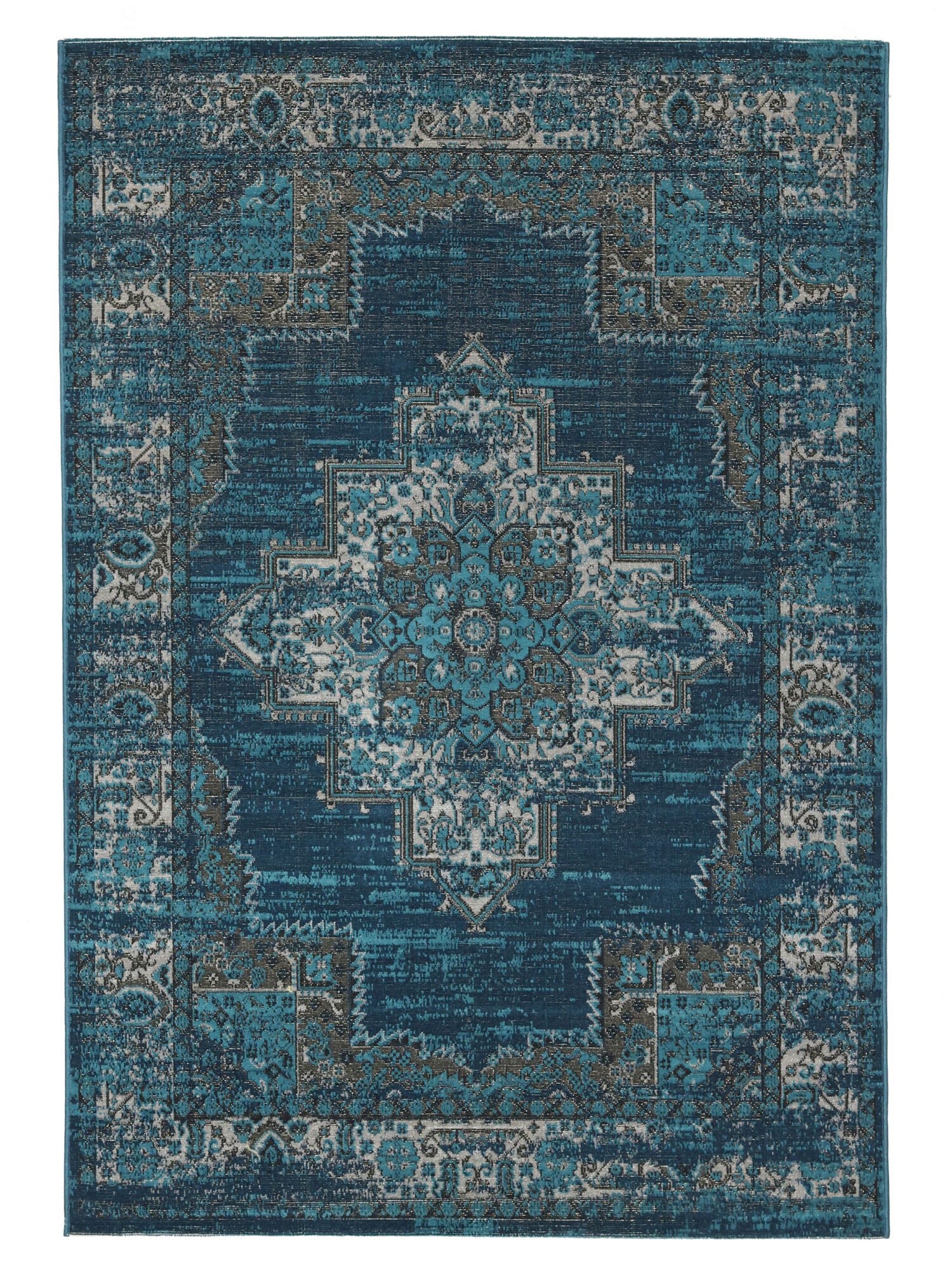 Vintage Vega Matta - Mörkblå / Turkos 140x200