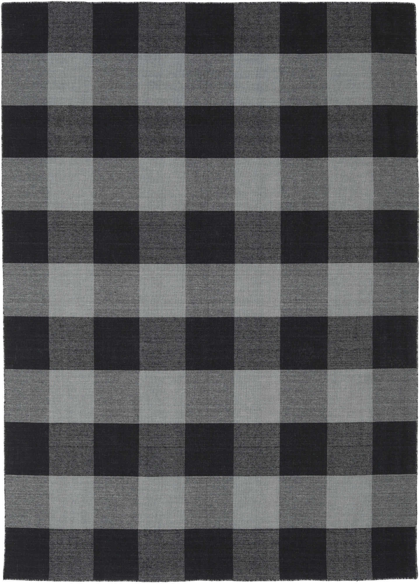 Check Kilim Matta - Svart / Mörkgrå 210x290