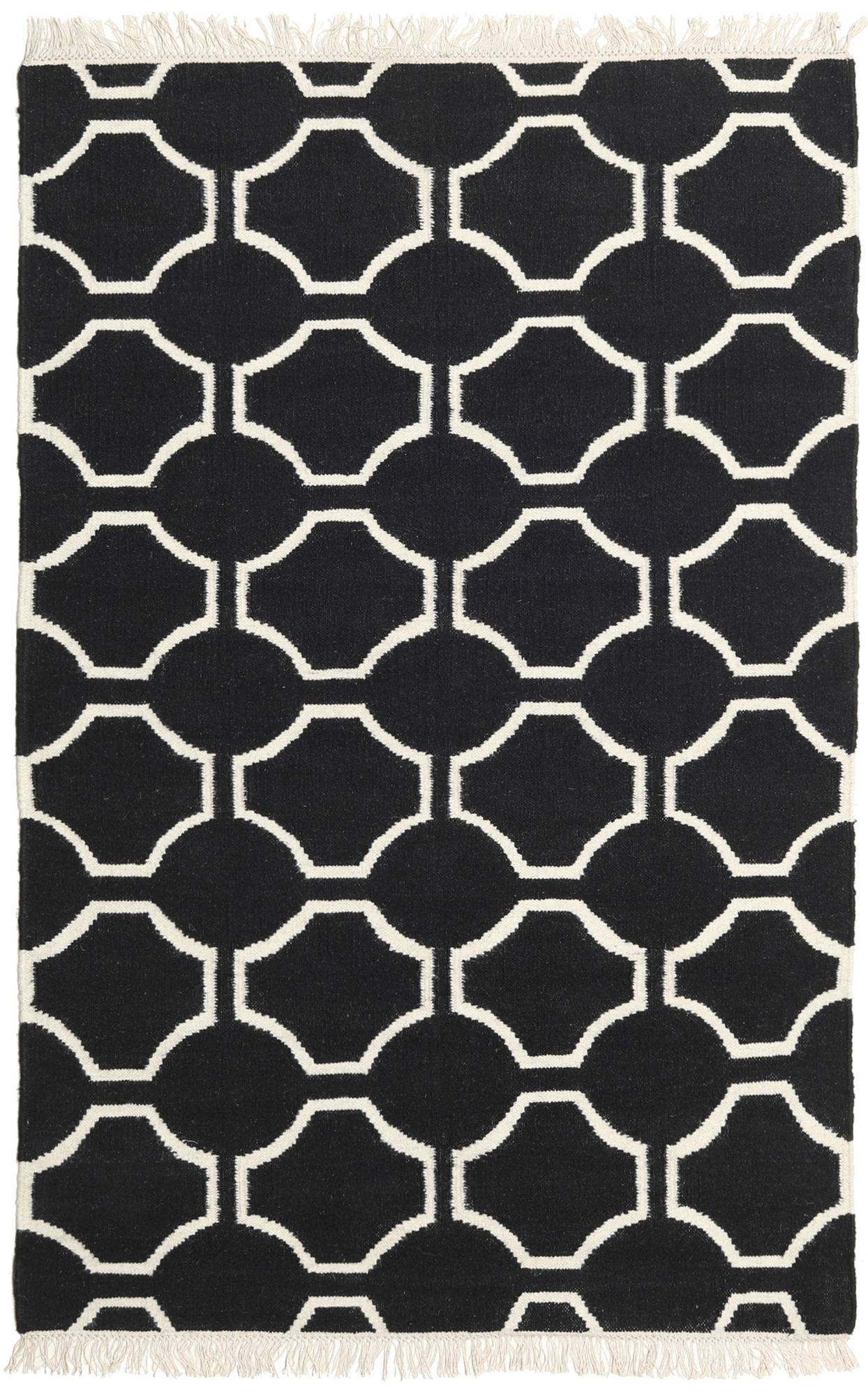 London 120x180 Small Black/Off White Geometric Wool Rug