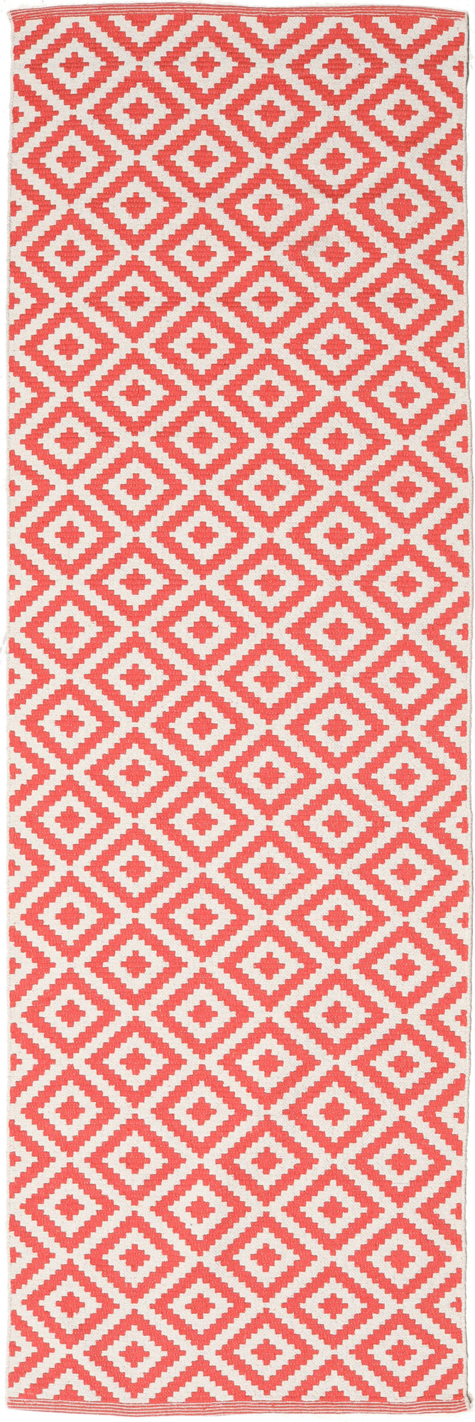 Torun Rug Torun - Coral Red / White, Runner 80 x 300 cm Cotton Rug - Rugvista