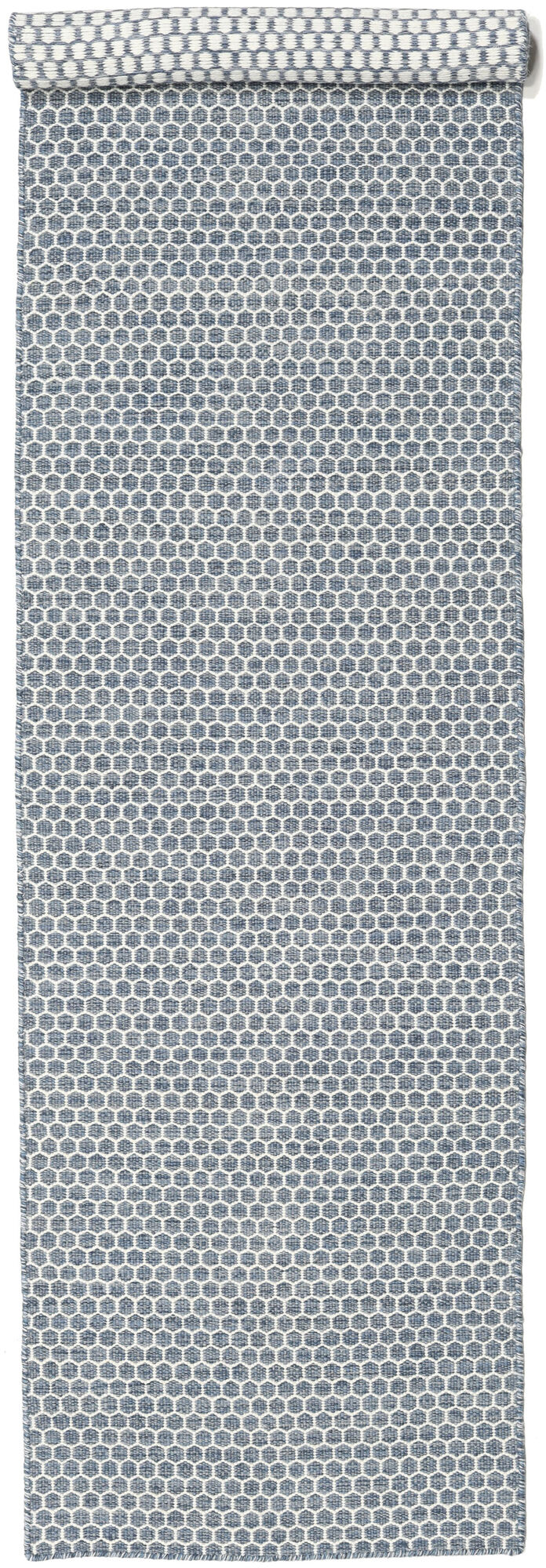 Kelim Honey Comb Teppich – Blau 80×440