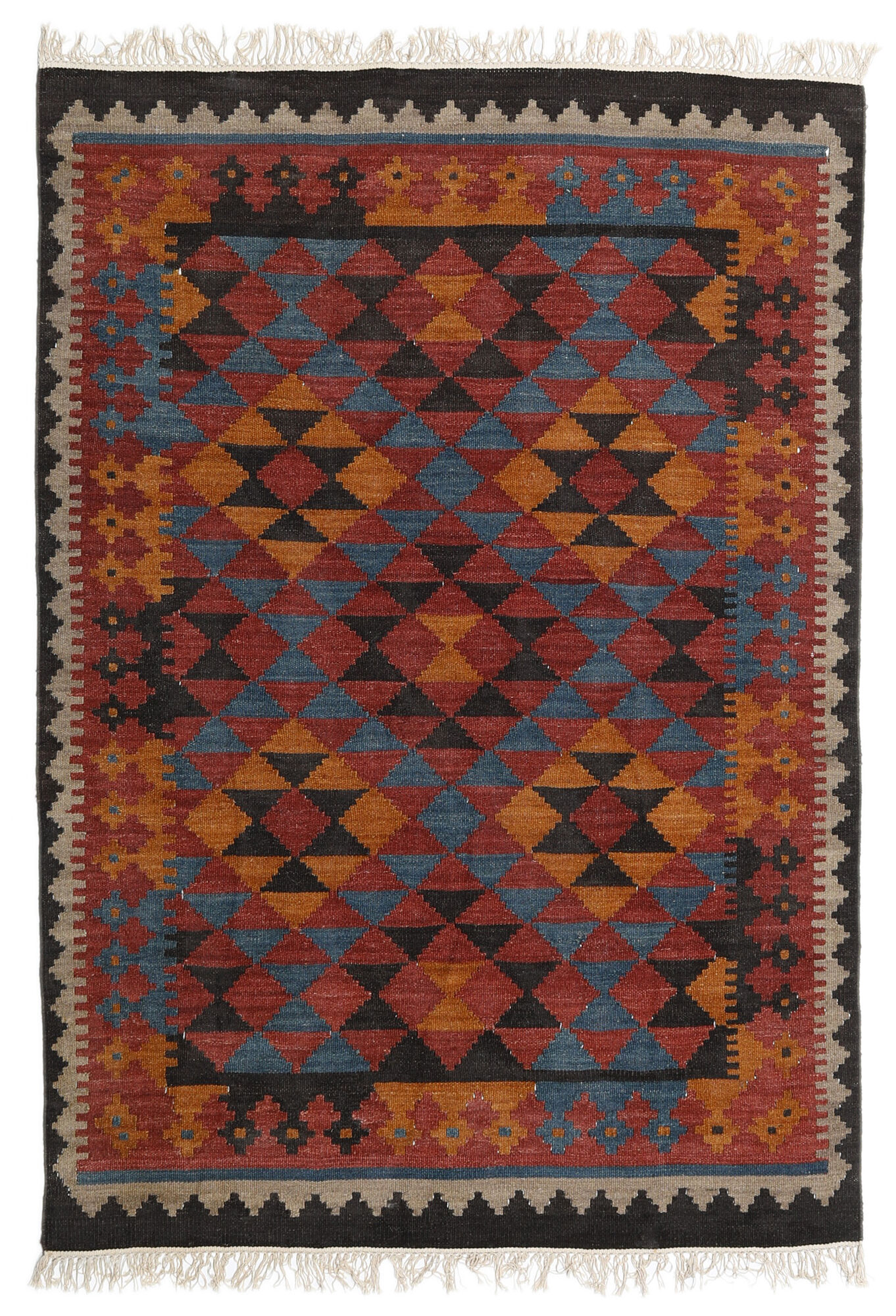 Kelim Isparta Teppich – Rost / Blau 140×200