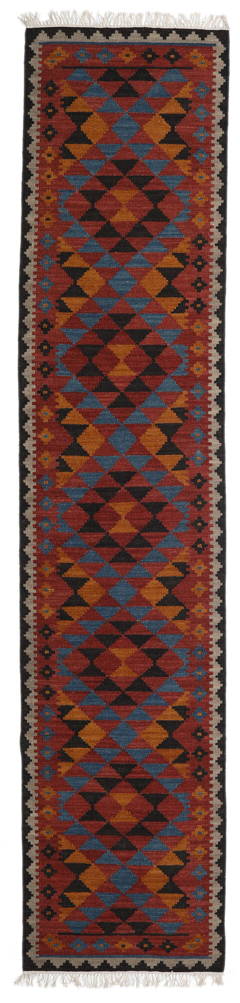Kelim Isparta Teppich – Rost / Blau 80×400