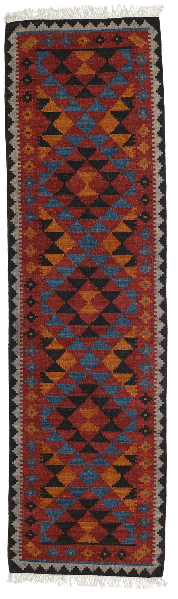 Kelim Isparta Teppich – Rost / Blau 80×300