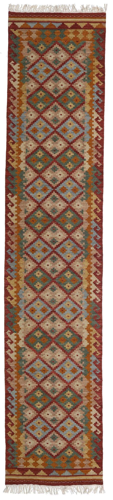 Kelim Adana Teppich – Mehrfarbig / Dunkelrot 80×400