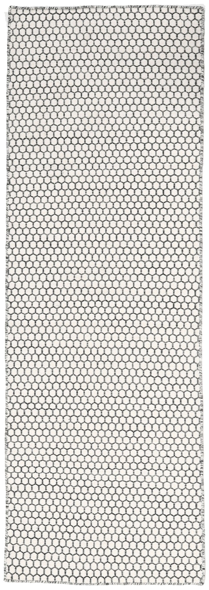 Kelim Honey Comb Teppich – Cremeweiß / Schwarz 80×340