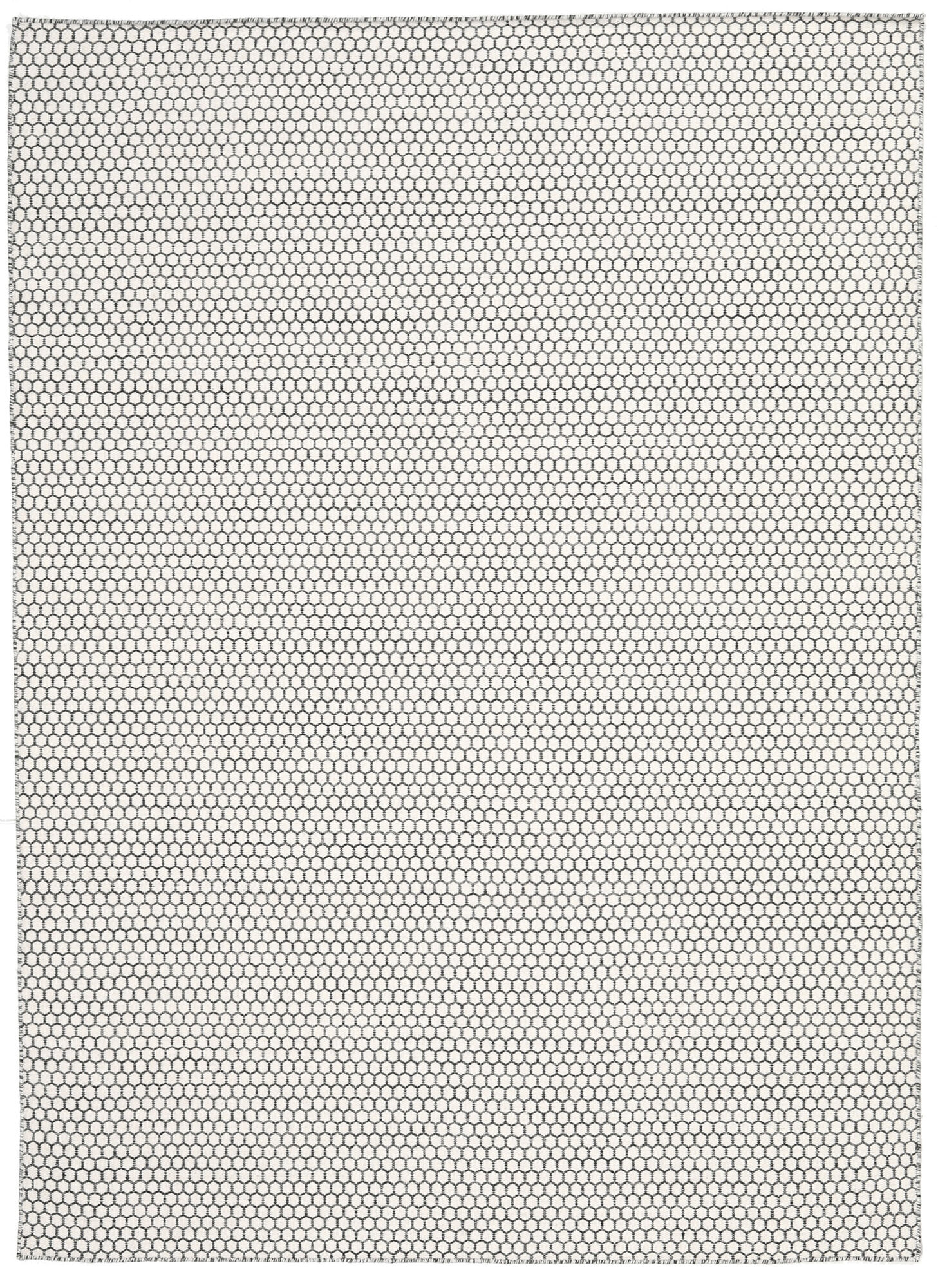 Kelim Honey Comb Teppich – Cremeweiß / Schwarz 210×290