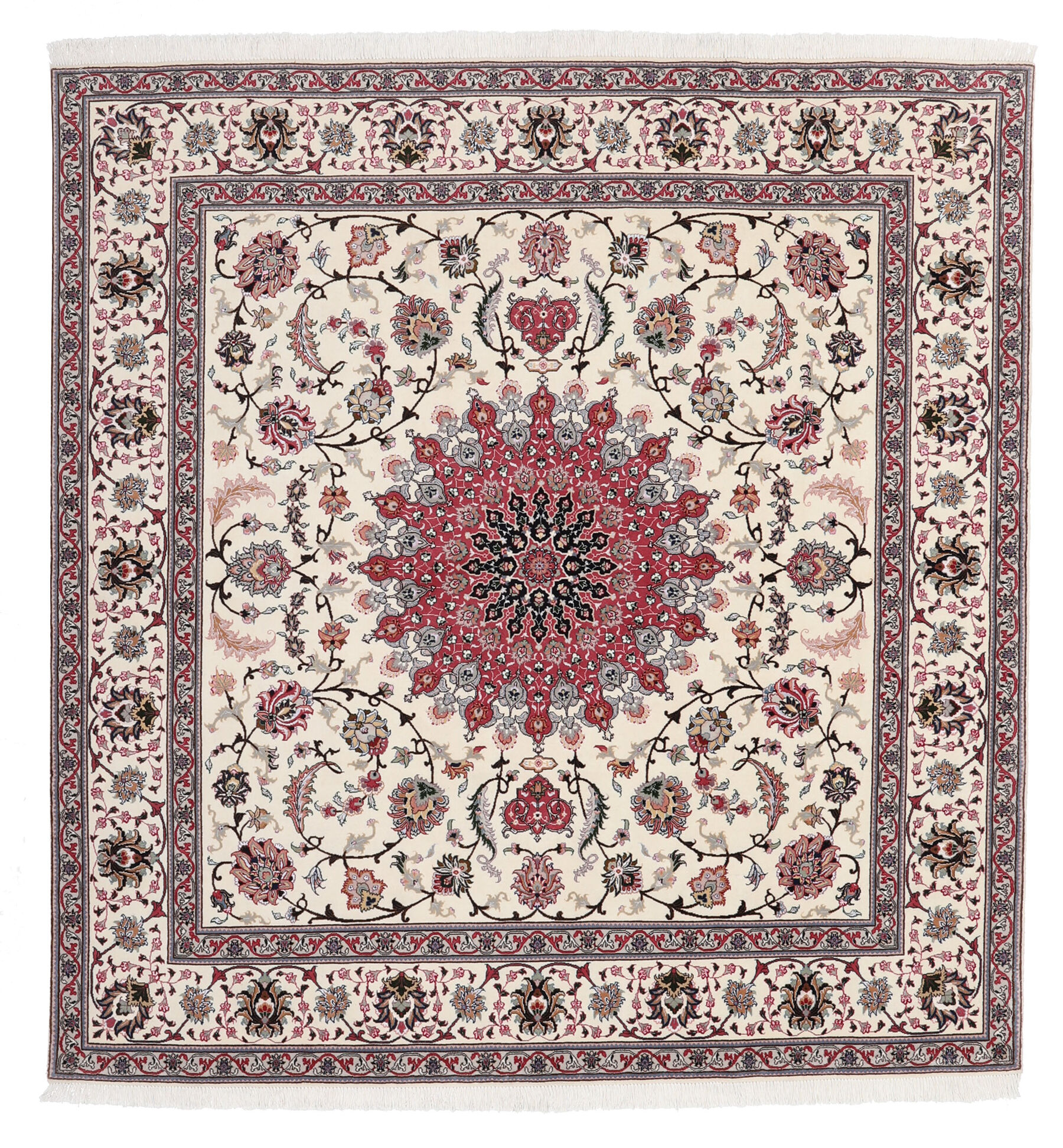 
    Tabriz 60 Raj silk warp - Red - 206 x 210 cm
  