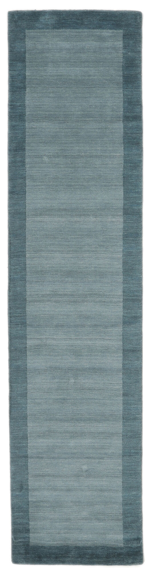Handloom Frame Dark Teal, Runner 80 x 350 cm Wool Rug Rugvista