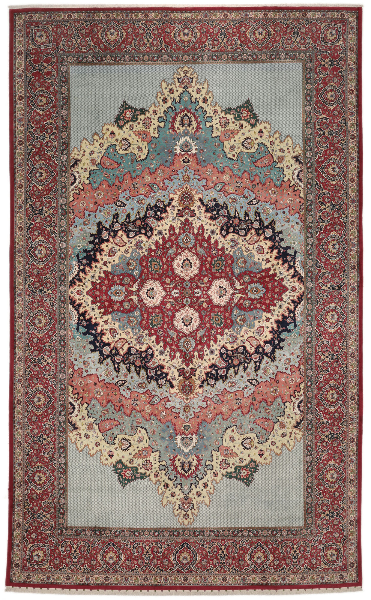 
    Tabriz 70 Raj silk warp ca.1940 - Dark red - 341 x 557 cm
  