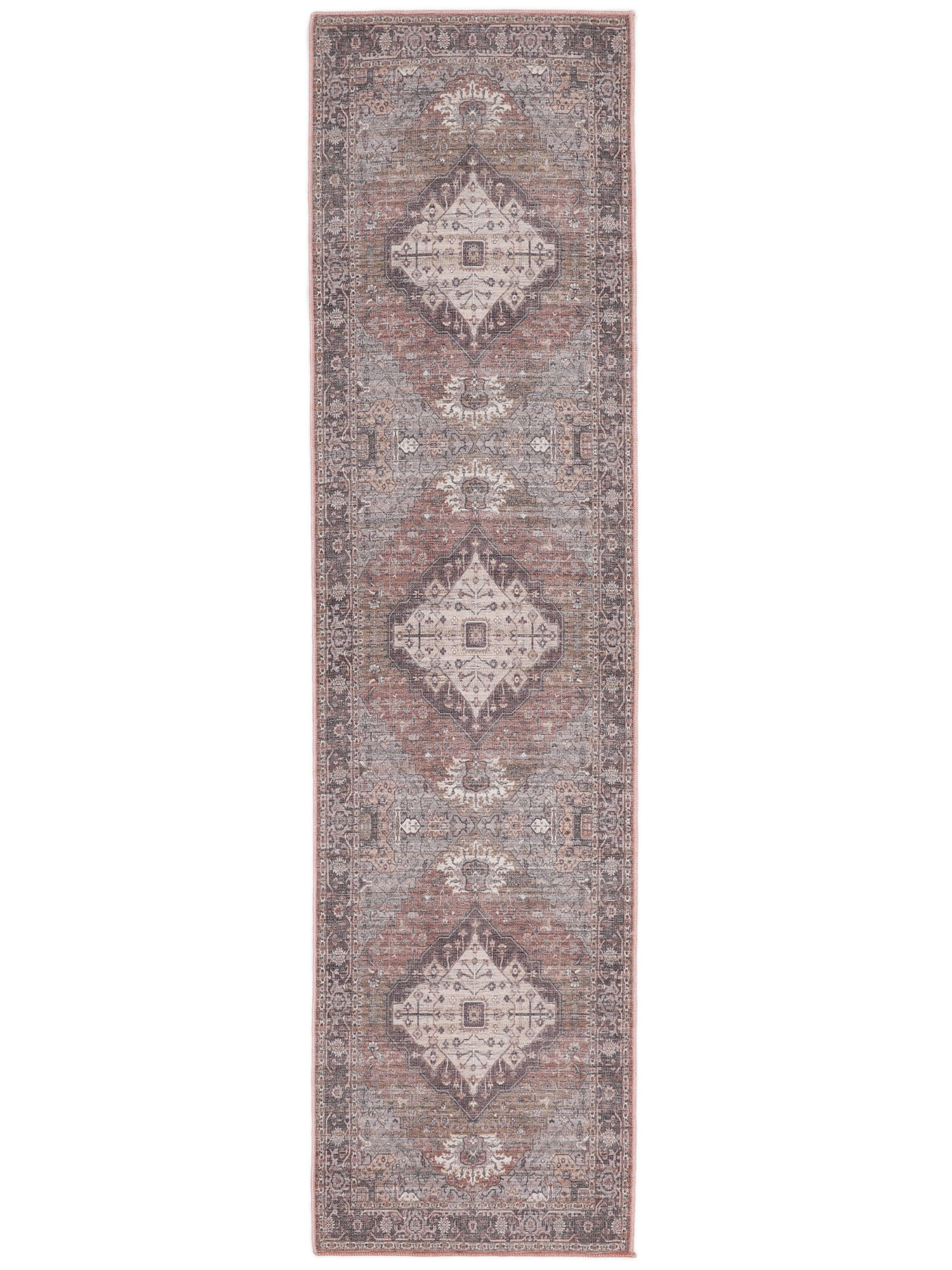 Farah Oriental Teppich – Burgunderrot / Cremeweiß 80×300