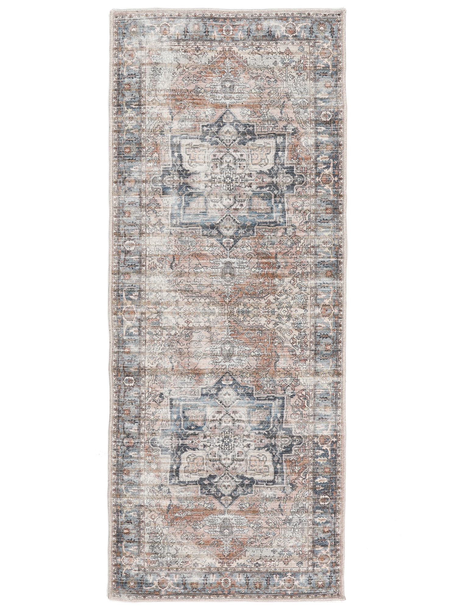 Dhabi Oriental Teppich – Terrakotta / Blau 80×200