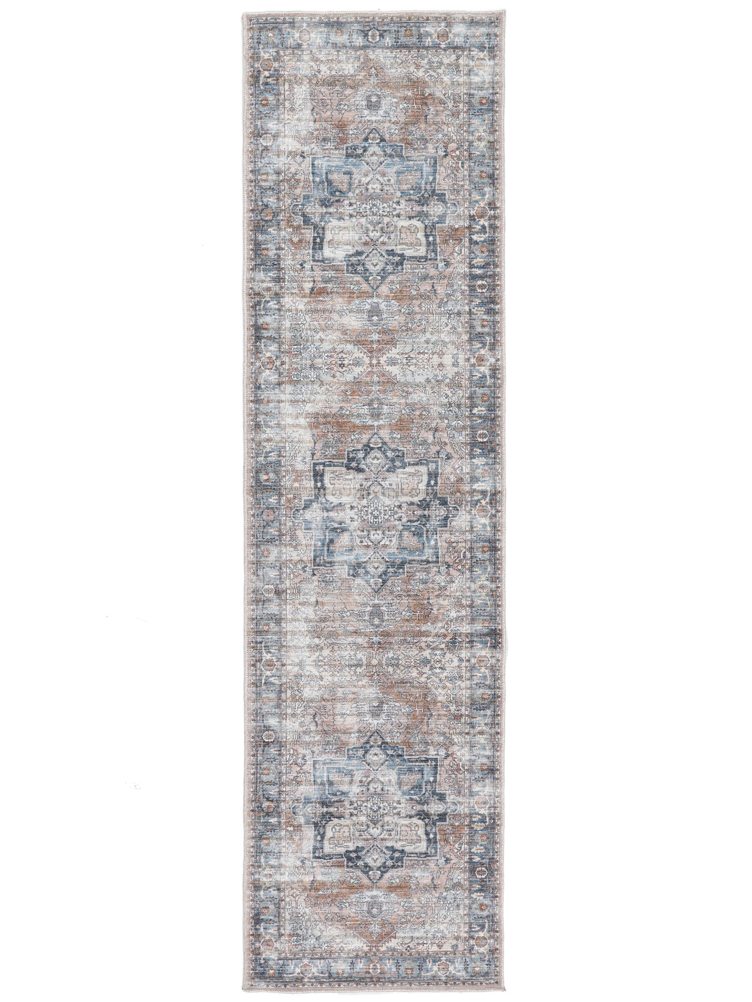 Dhabi Oriental Teppich – Terrakotta / Blau 80×300