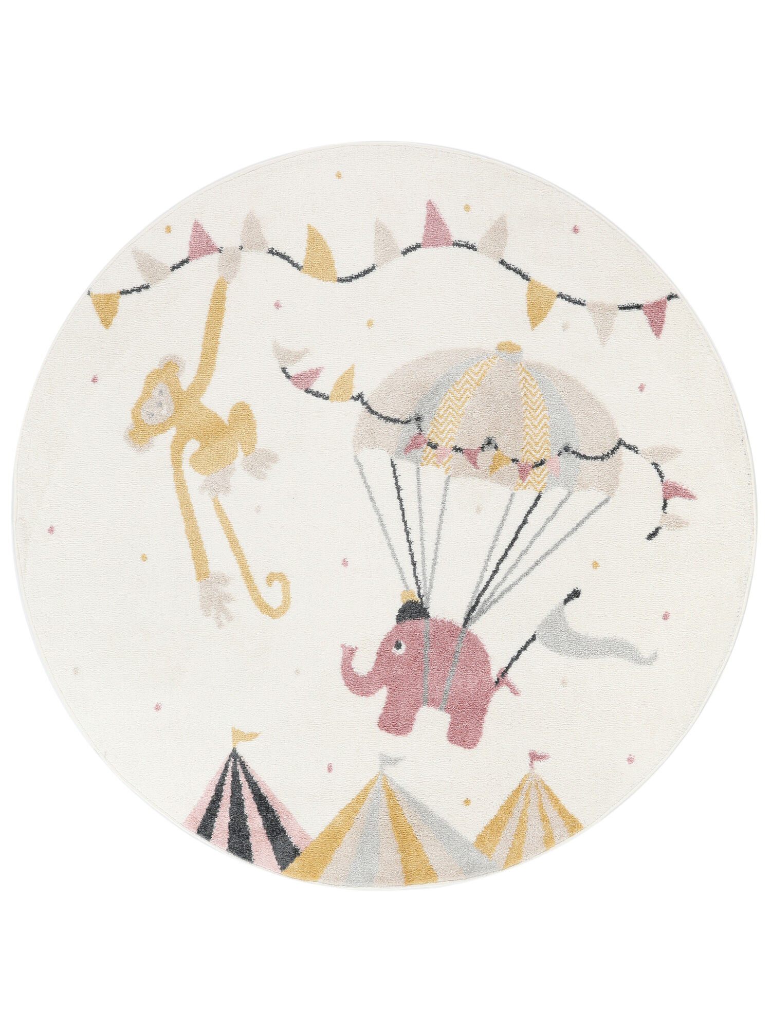 Monkey Circus Matta - Rosa / Off white Ø 150