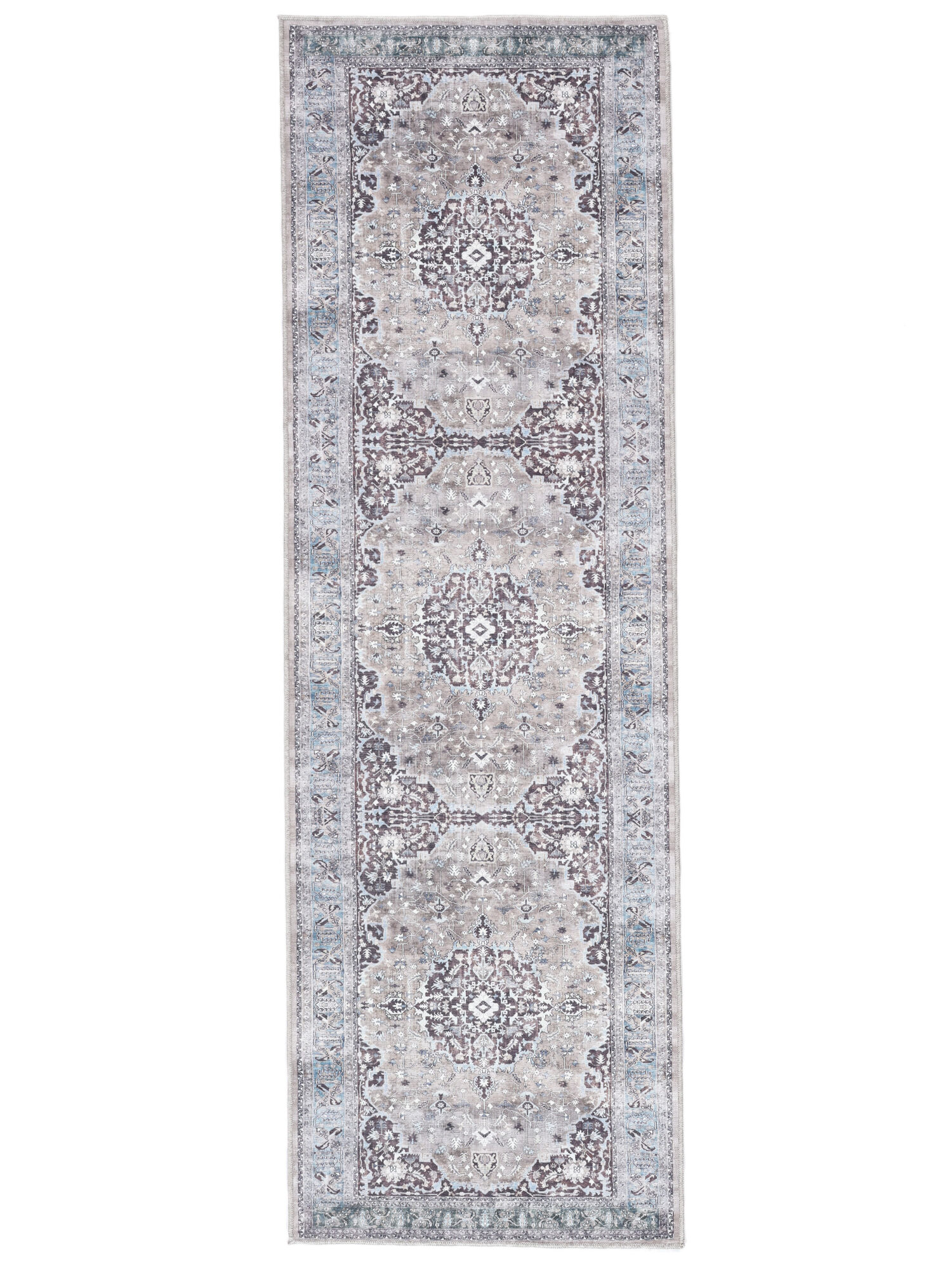 Gina Oriental Teppich – Grau / Beige 80×250