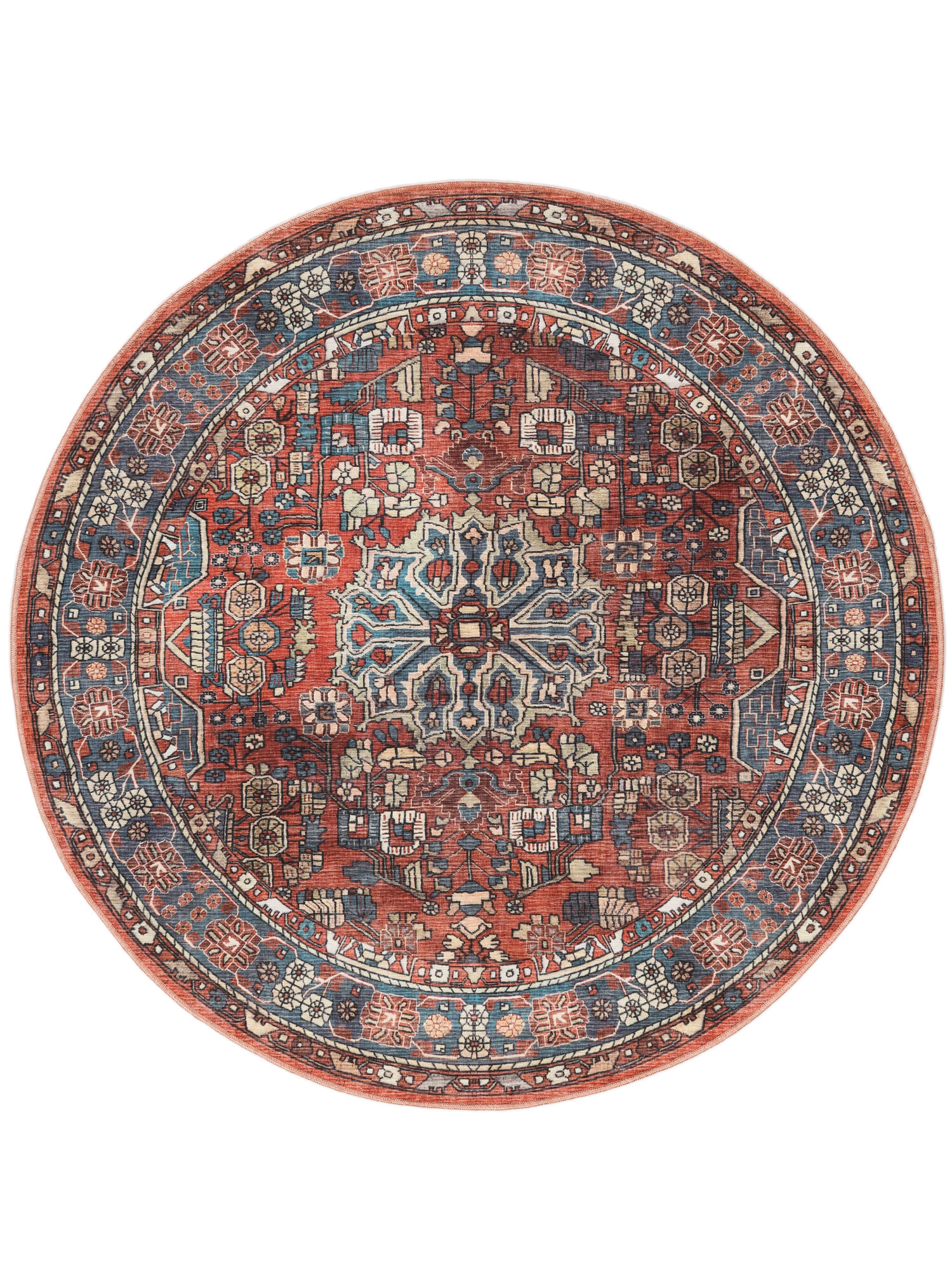 Galaxy Oriental Teppich – Rost / Blau Ø 160