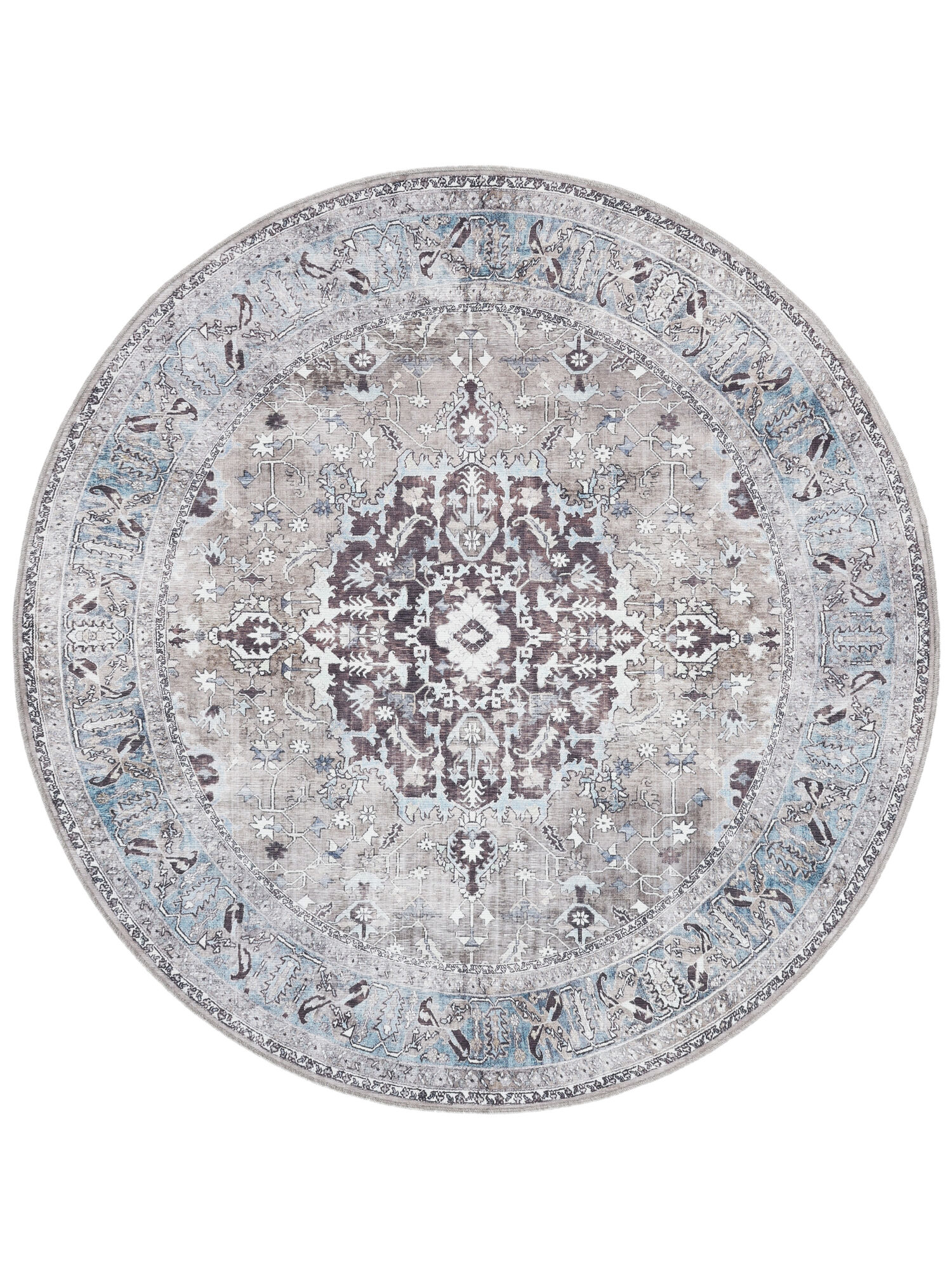 Gina Oriental Teppich – Grau / Beige Ø 160