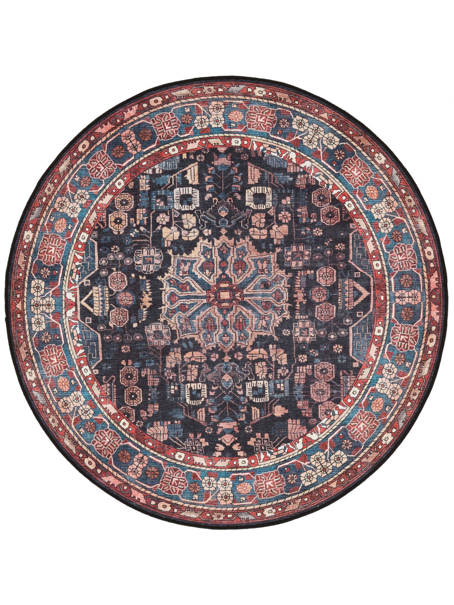 Galaxy Oriental Teppich – Blau / Schwarz Ø 160