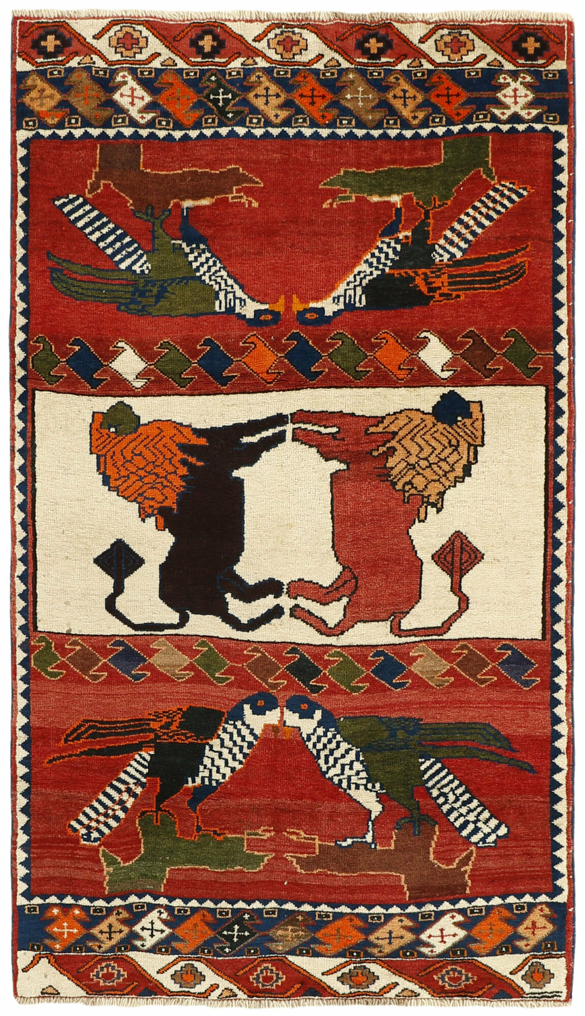 
    Qashqai Old pictorial - Dark red - 106 x 194 cm
  