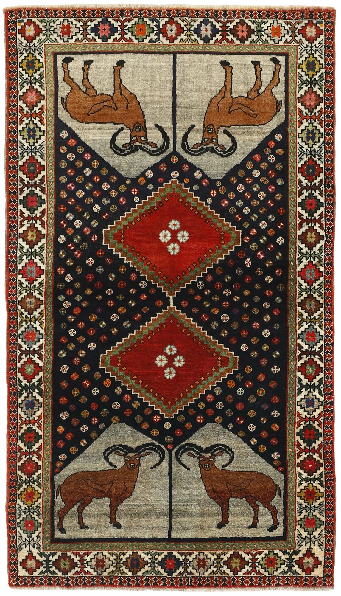 
    Kashghai Old pictorial - Black - 113 x 208 cm
  