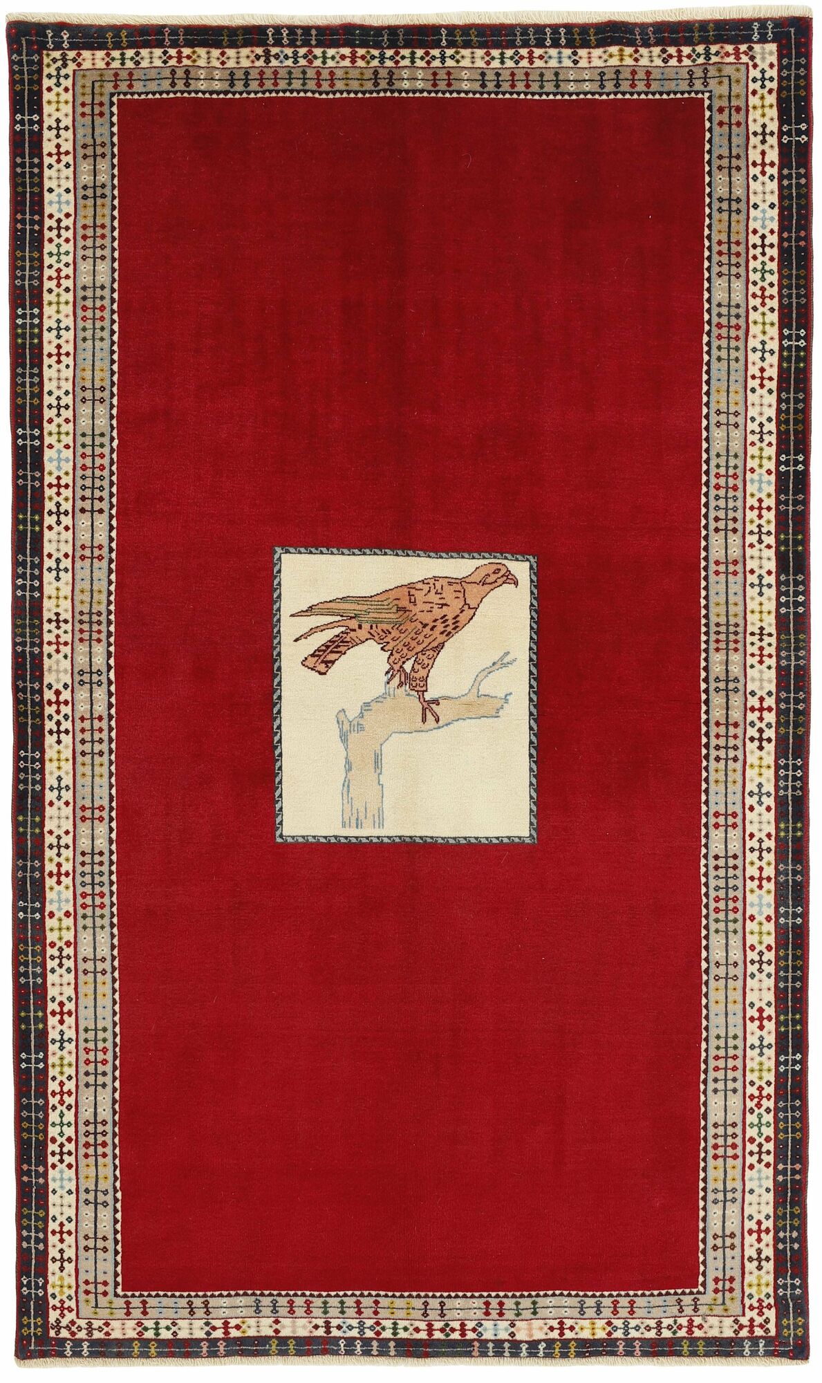 
    Kashghai Old pictorial - Dark red - 137 x 230 cm
  