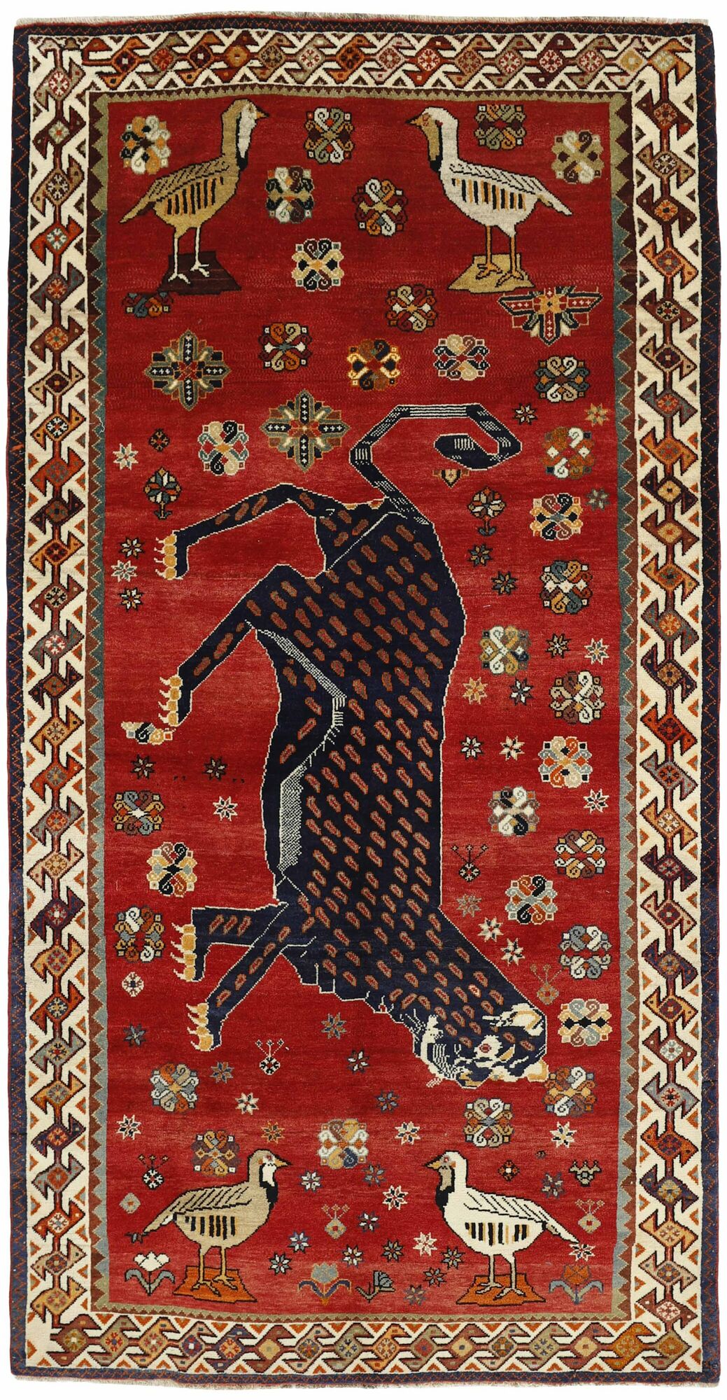 
    Kashghai Old pictorial - Dark red - 148 x 290 cm
  