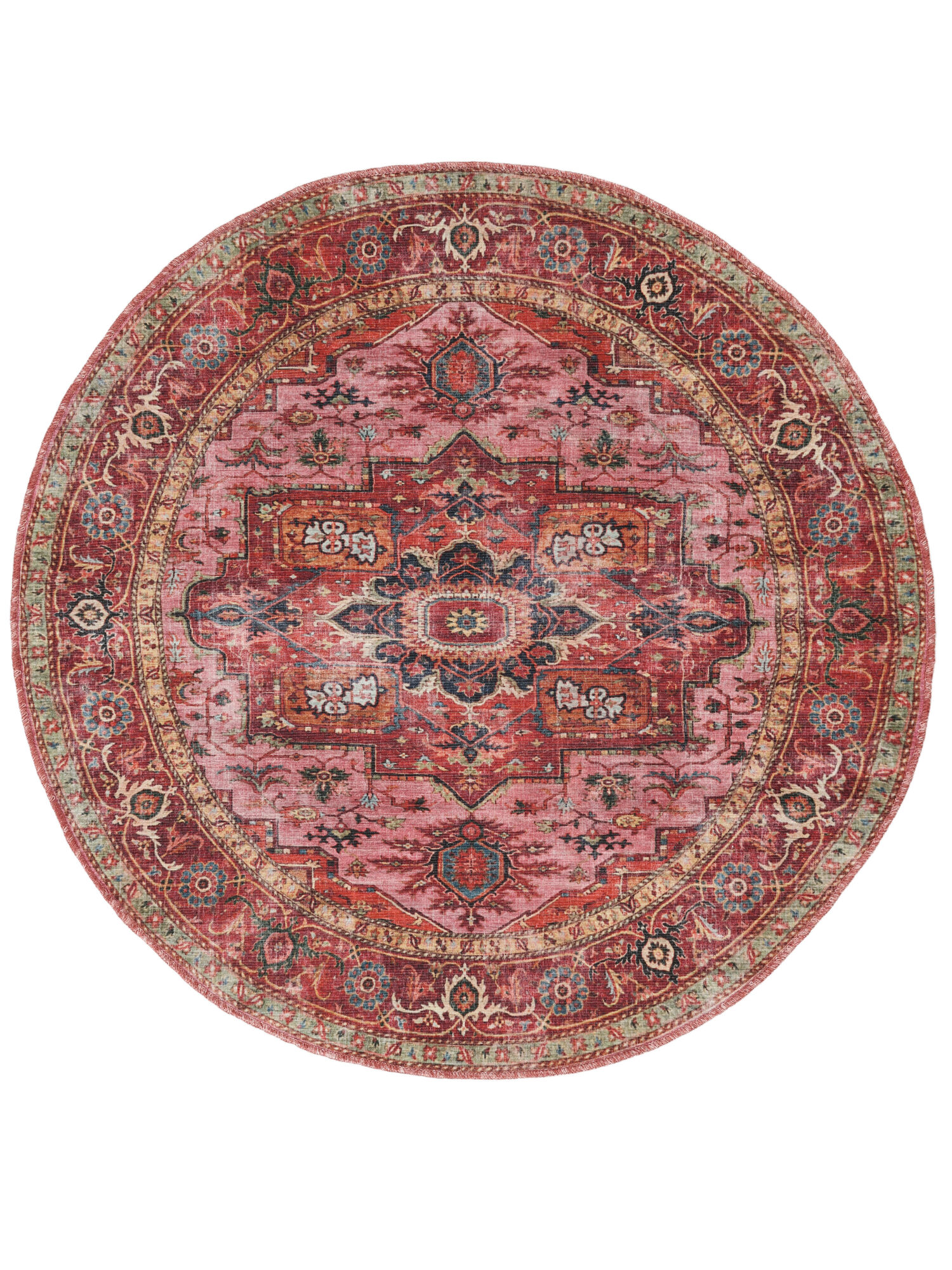 Georgia Oriental Teppich – Rot / Rosa Ø 120