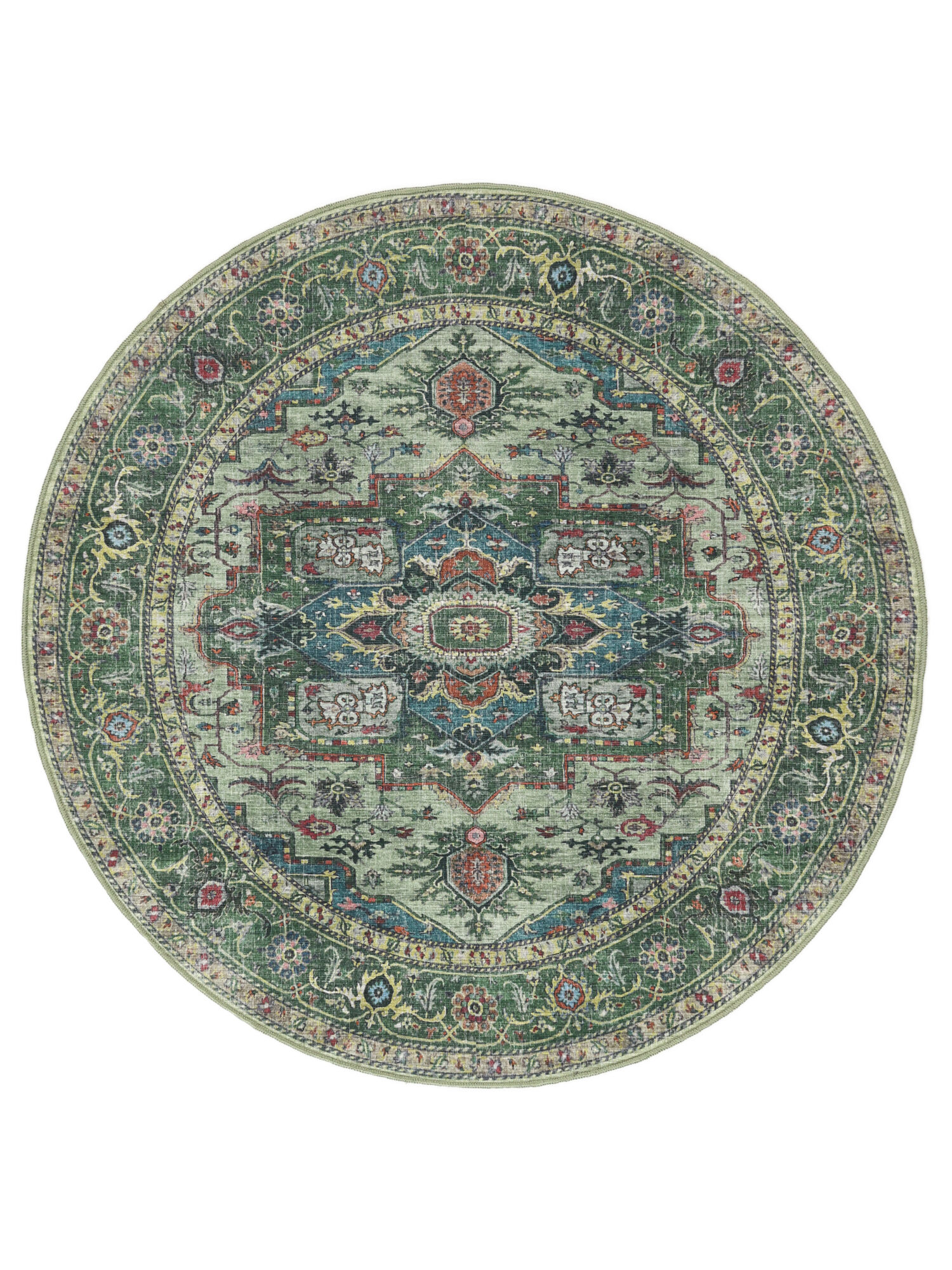 Georgia Oriental Teppich – Grün / Mehrfarbig Ø 120