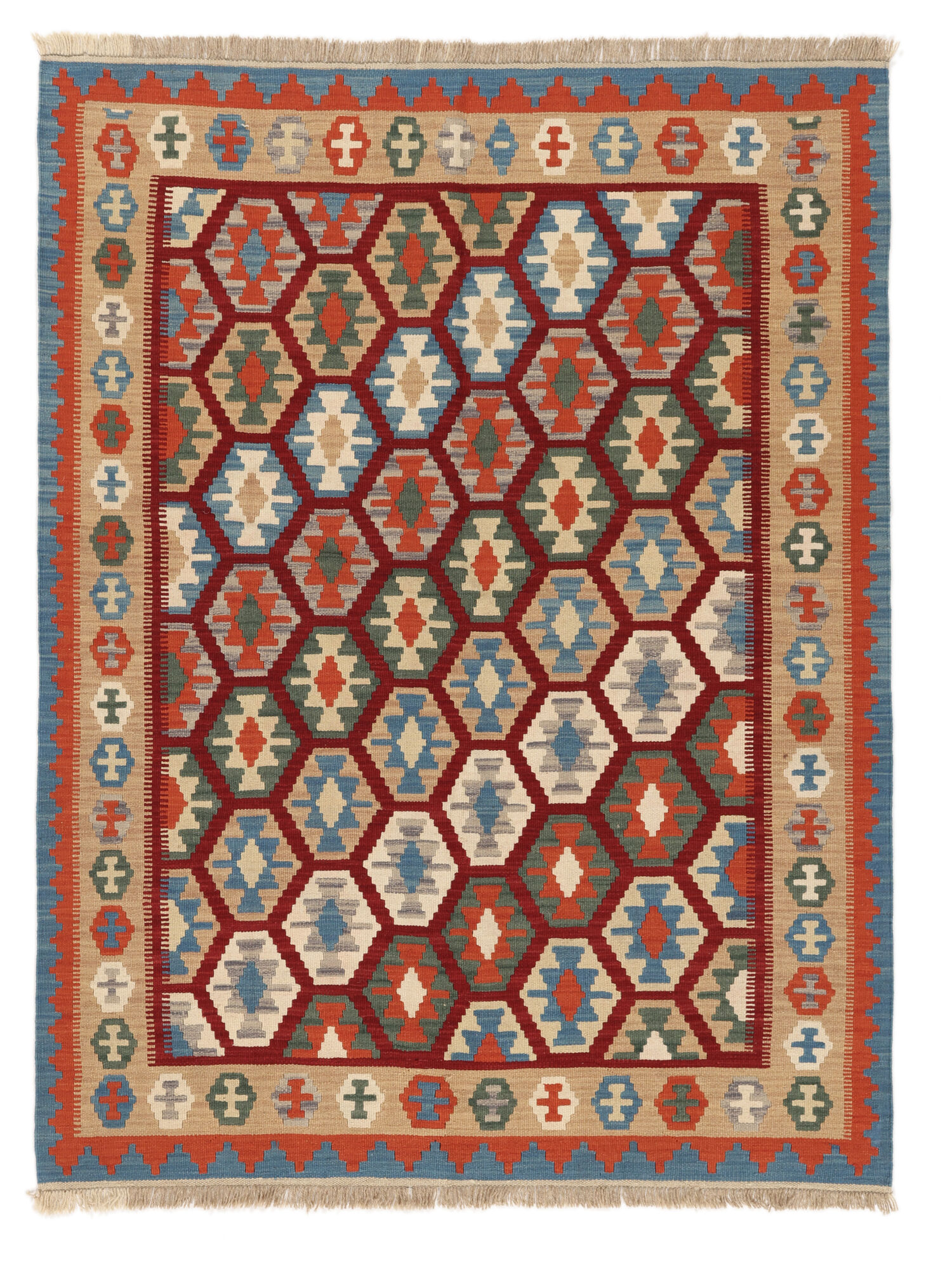 
    Kilim Qashqai - Dark red - 154 x 200 cm
  