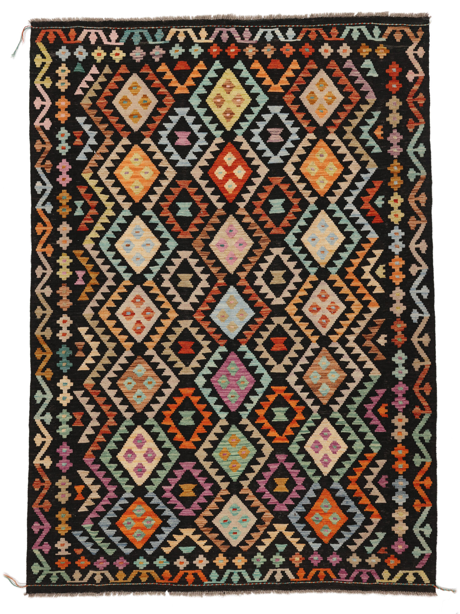 
    Kilim Afghan Old style - Black - 178 x 251 cm
  
