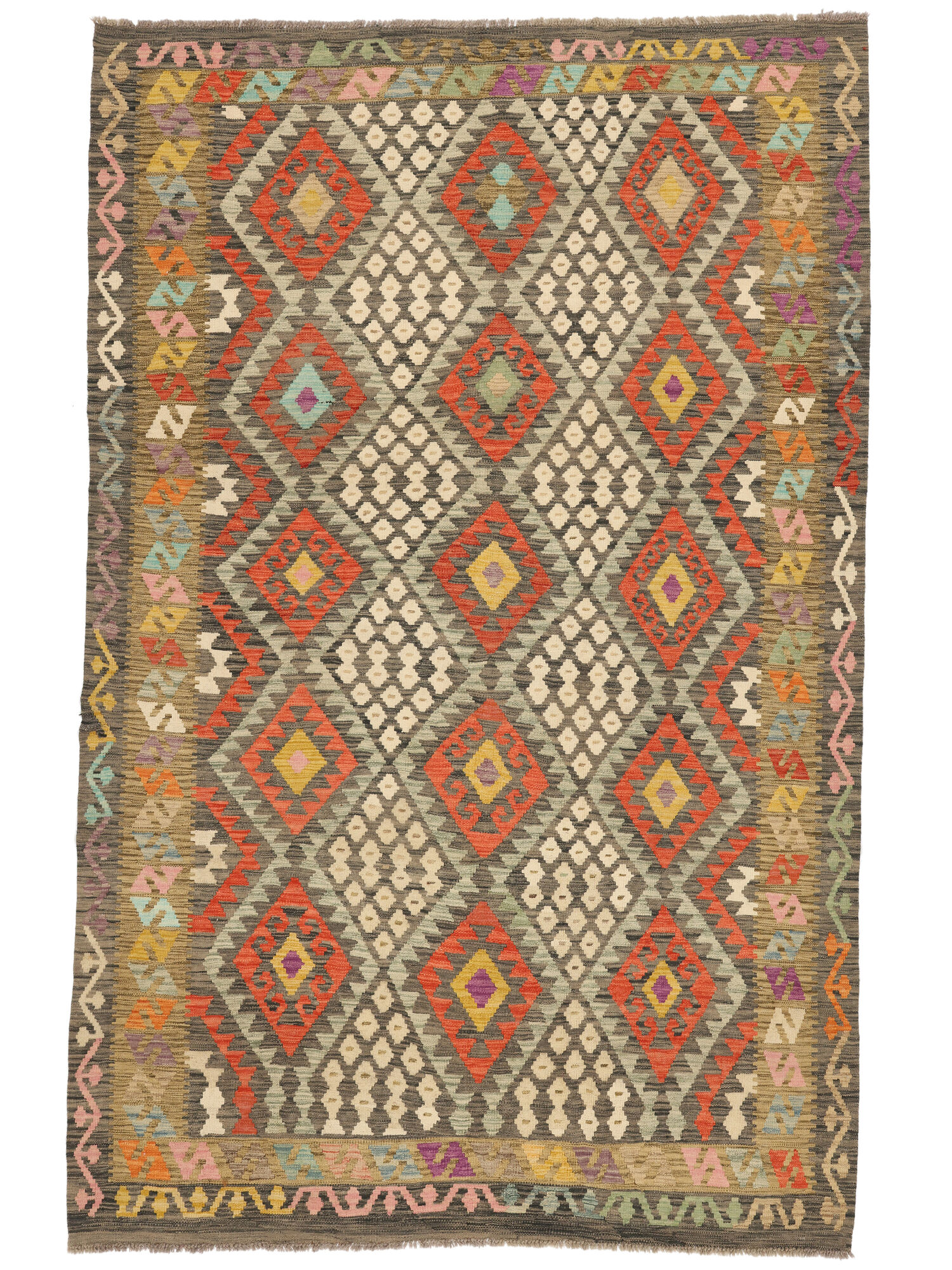 
    Kilim Afghan Old style - Brown - 189 x 294 cm
  
