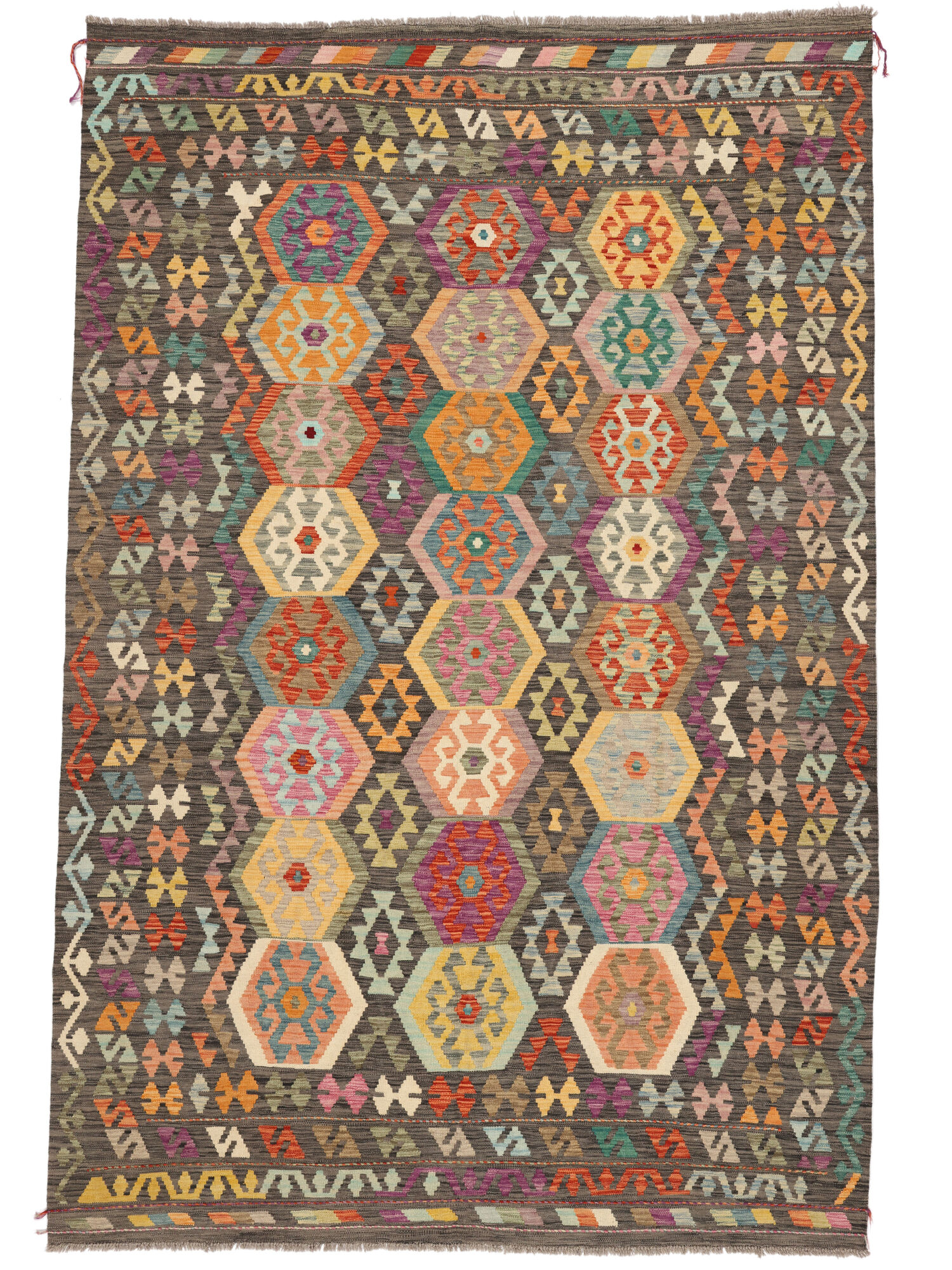 
    Kilim Afghan Old style - Brown - 206 x 309 cm
  