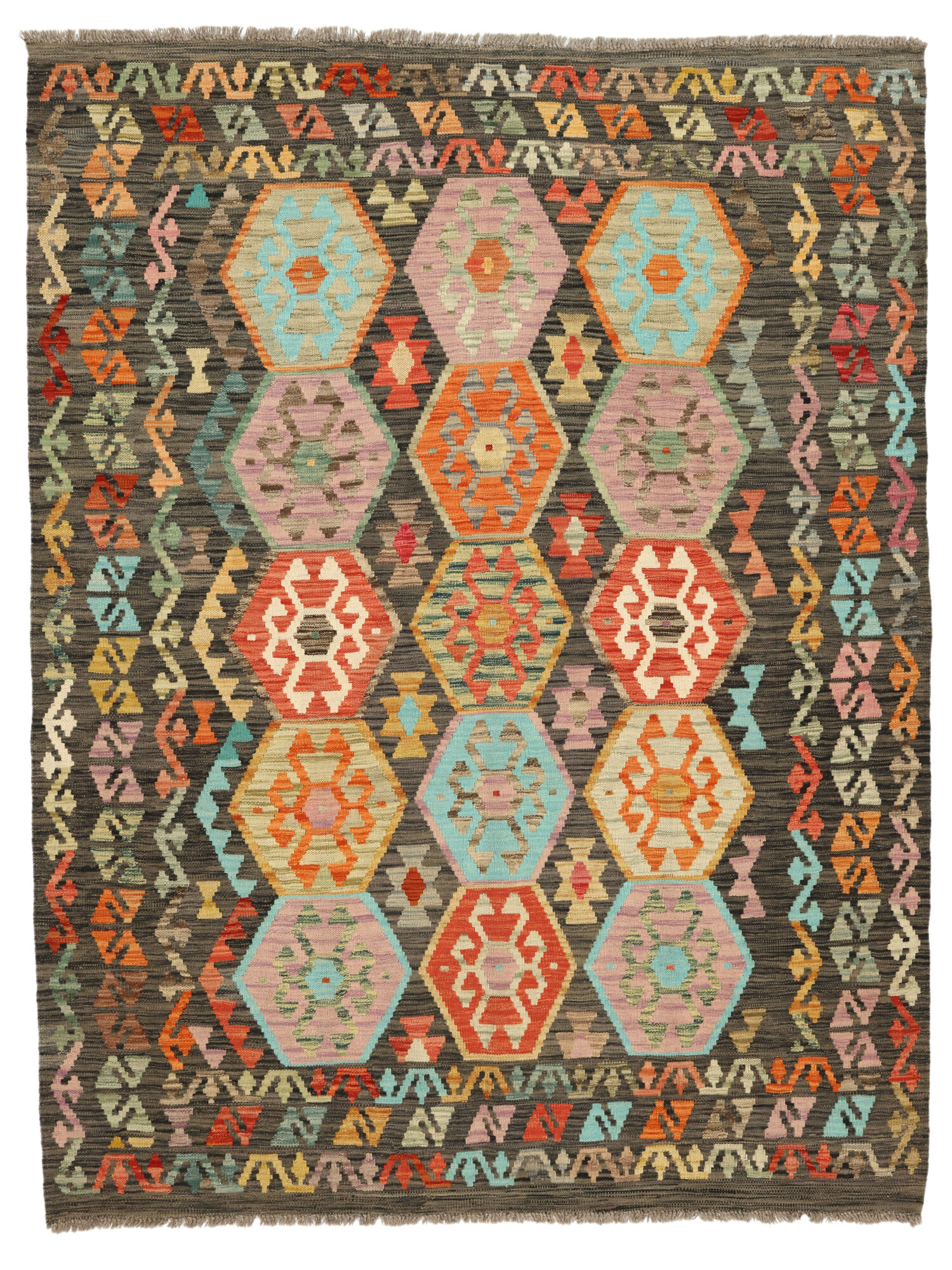 
    Kilim Afghan Old style - Brown - 154 x 200 cm
  