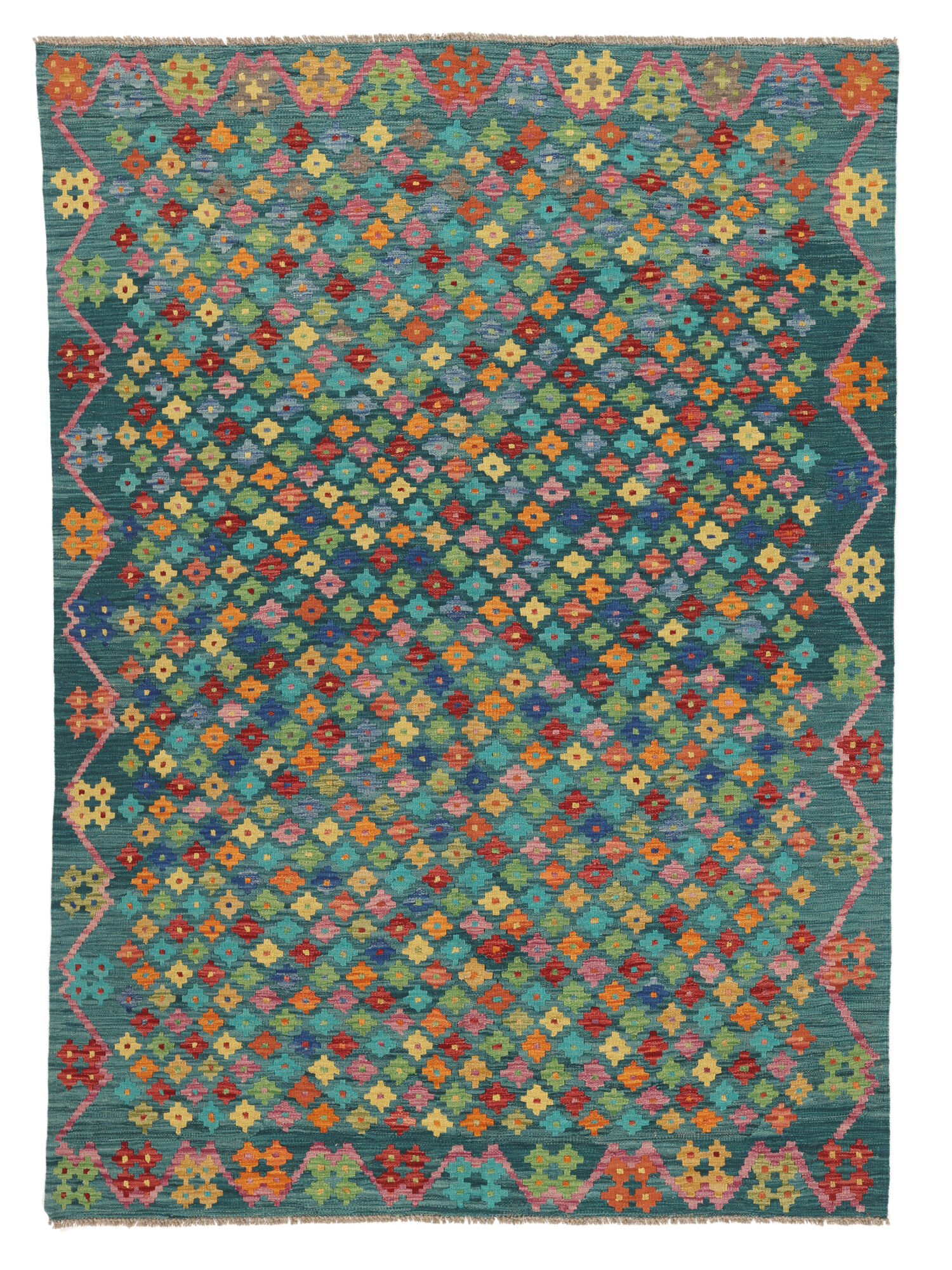 
    Kilim Afghan Old style - Dark teal - 172 x 240 cm
  