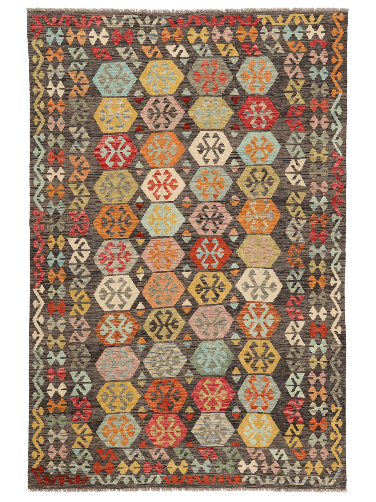 
    Kilim Afghan Old style - Brown - 195 x 295 cm
  
