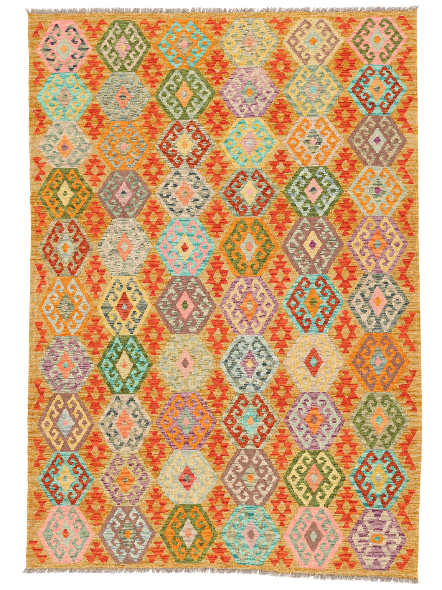 
    Kilim Afghan Old style - Orange - 206 x 297 cm
  