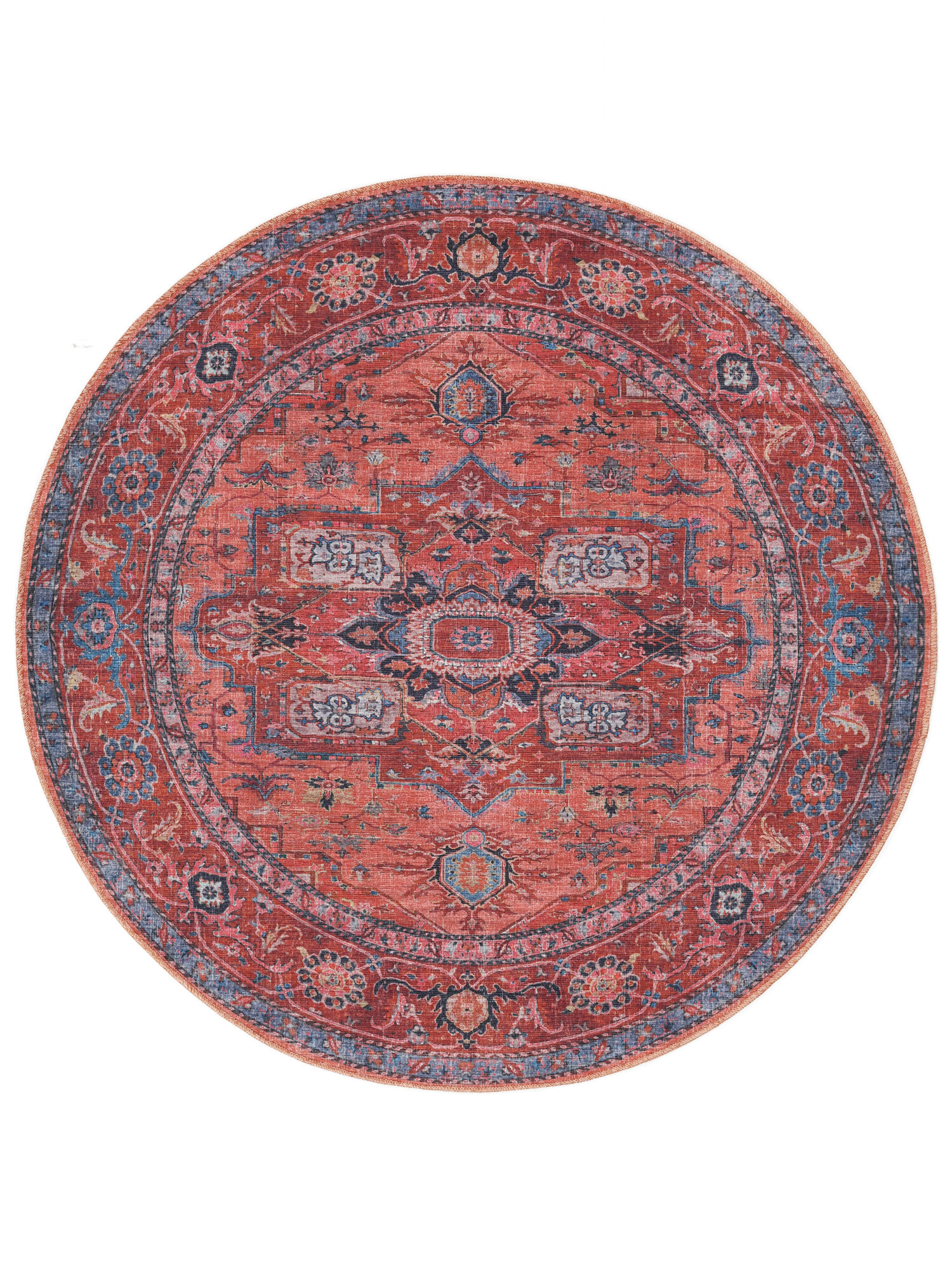 Georgia Oriental Teppich – Rot / Blau Ø 120