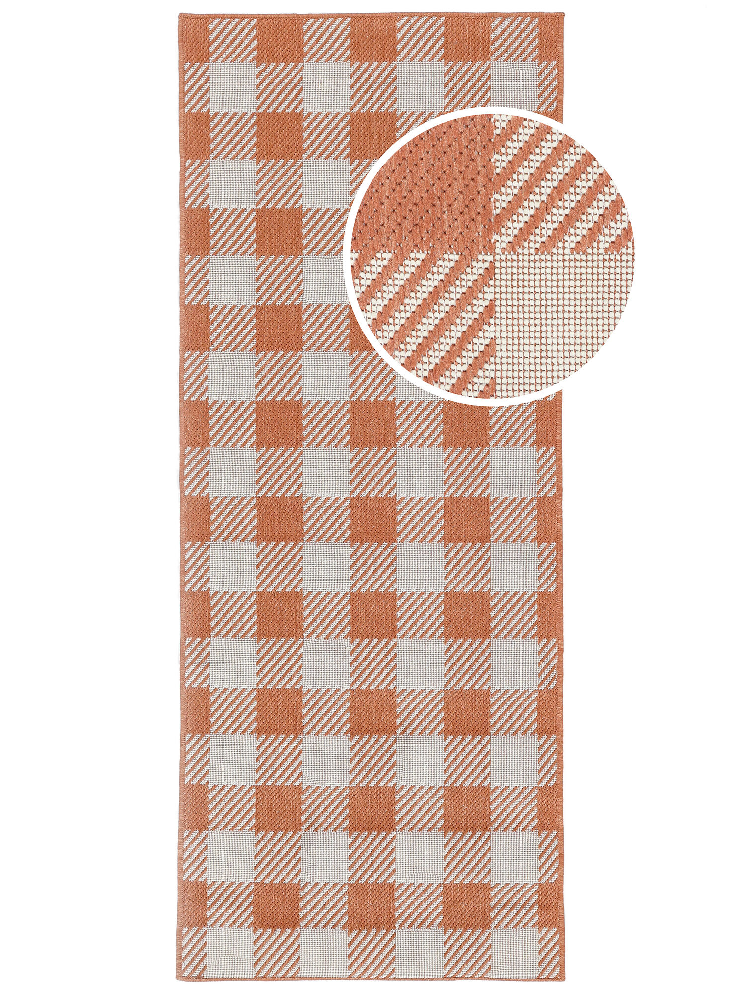 Gingham Matta - Rostr&ouml;d / Vit 80x200