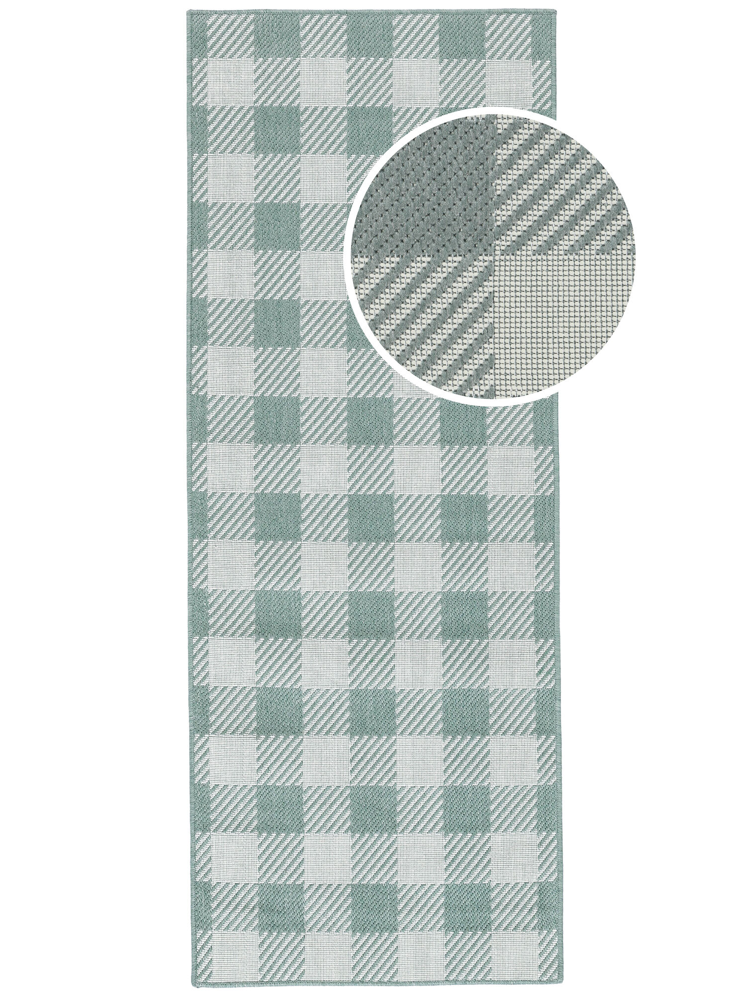 Gingham Matta - Ljusgrön / Vit 80x200