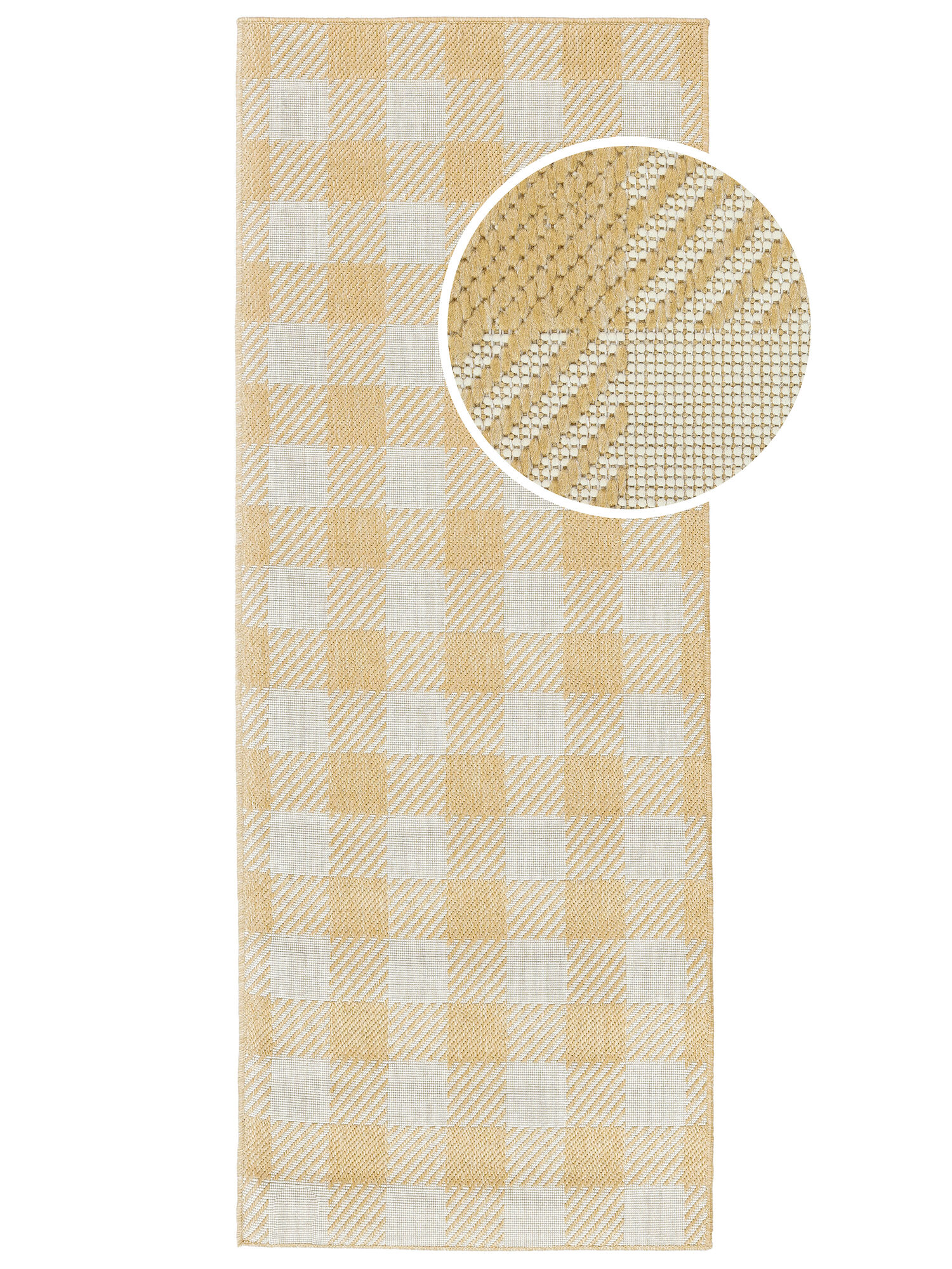 Gingham Matta - Ljusgul / Vit 80x200