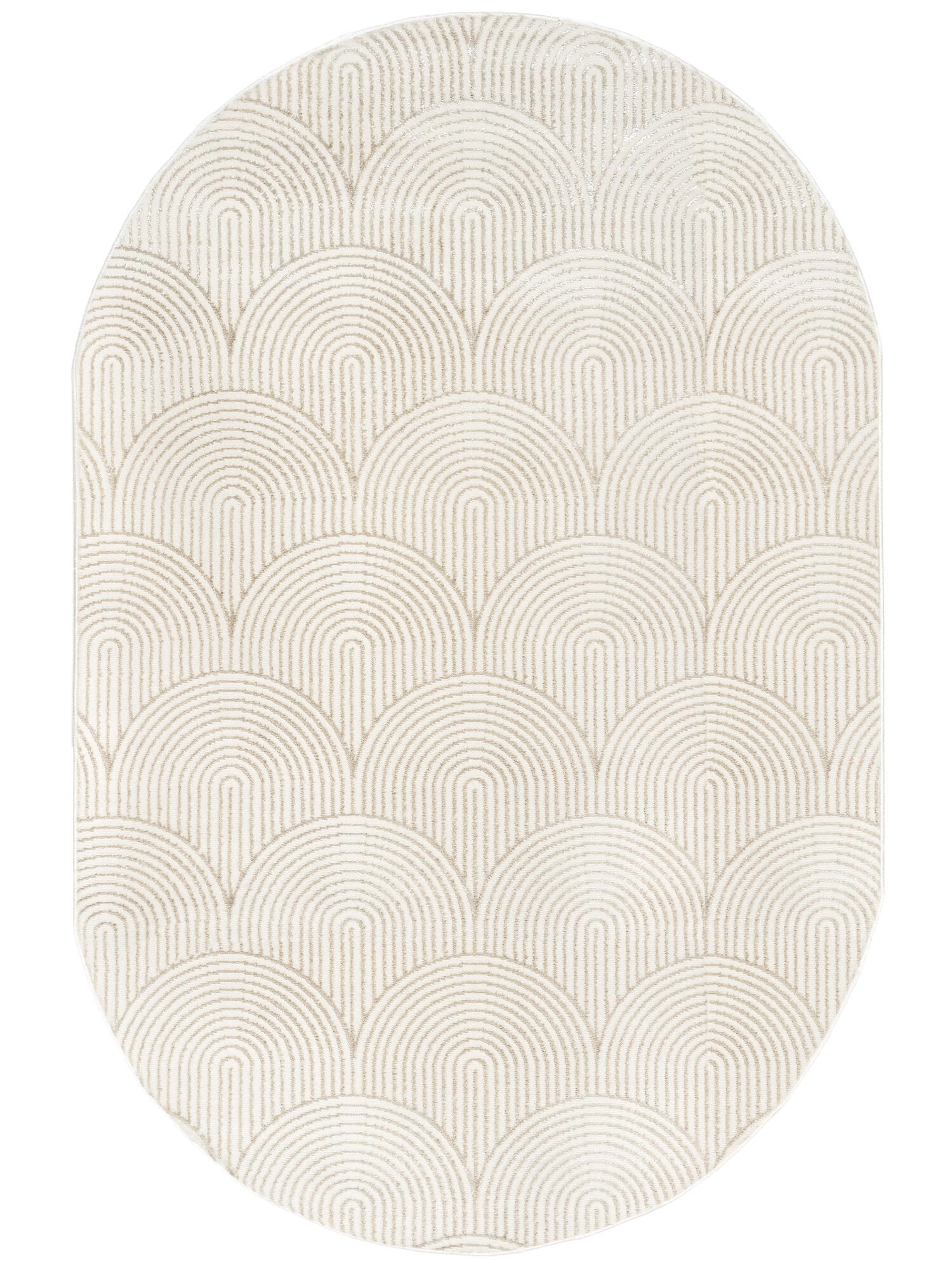 Art Deco Matta - Vit / Ljusbeige 200x300