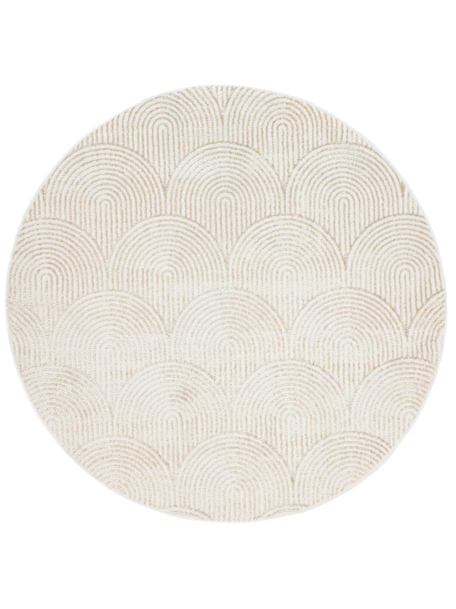 Art Deco Matta - Vit / Ljusbeige Ø 200