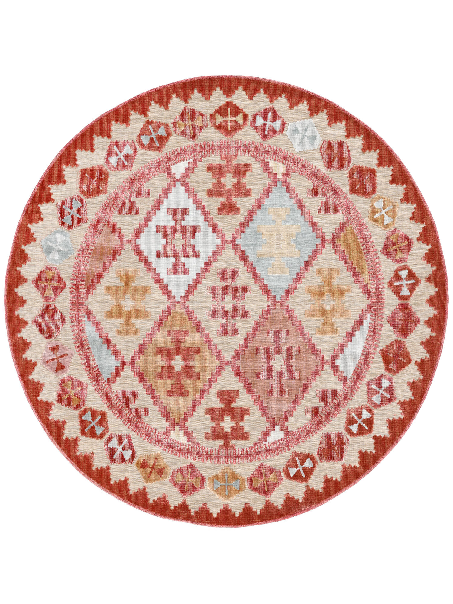 Saga Kilim Matta - Beige / Flerf&auml;rgad &Oslash; 200